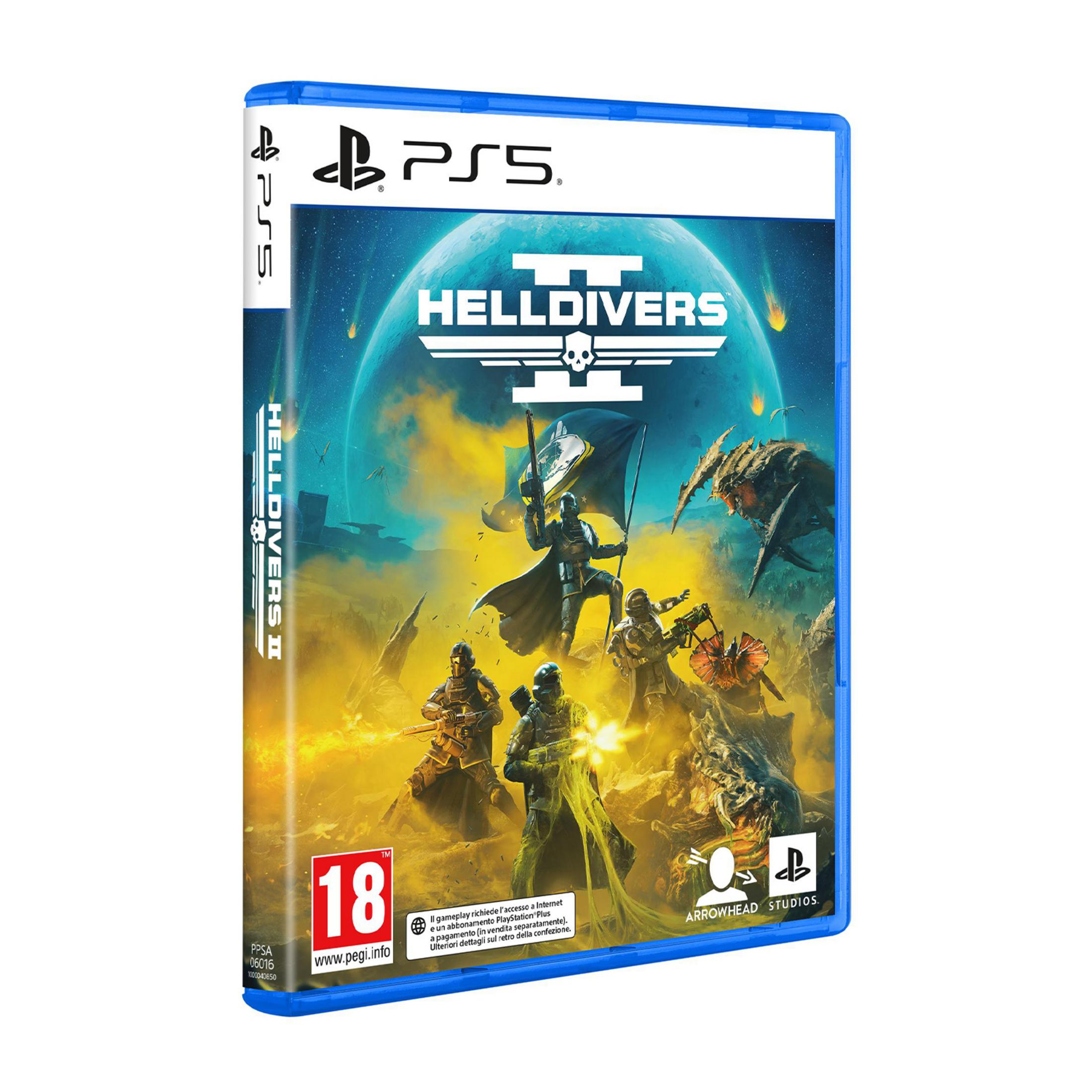Copertina gioco PS5: Soldati combattono mostri davanti a un pianeta. PEGI 18.