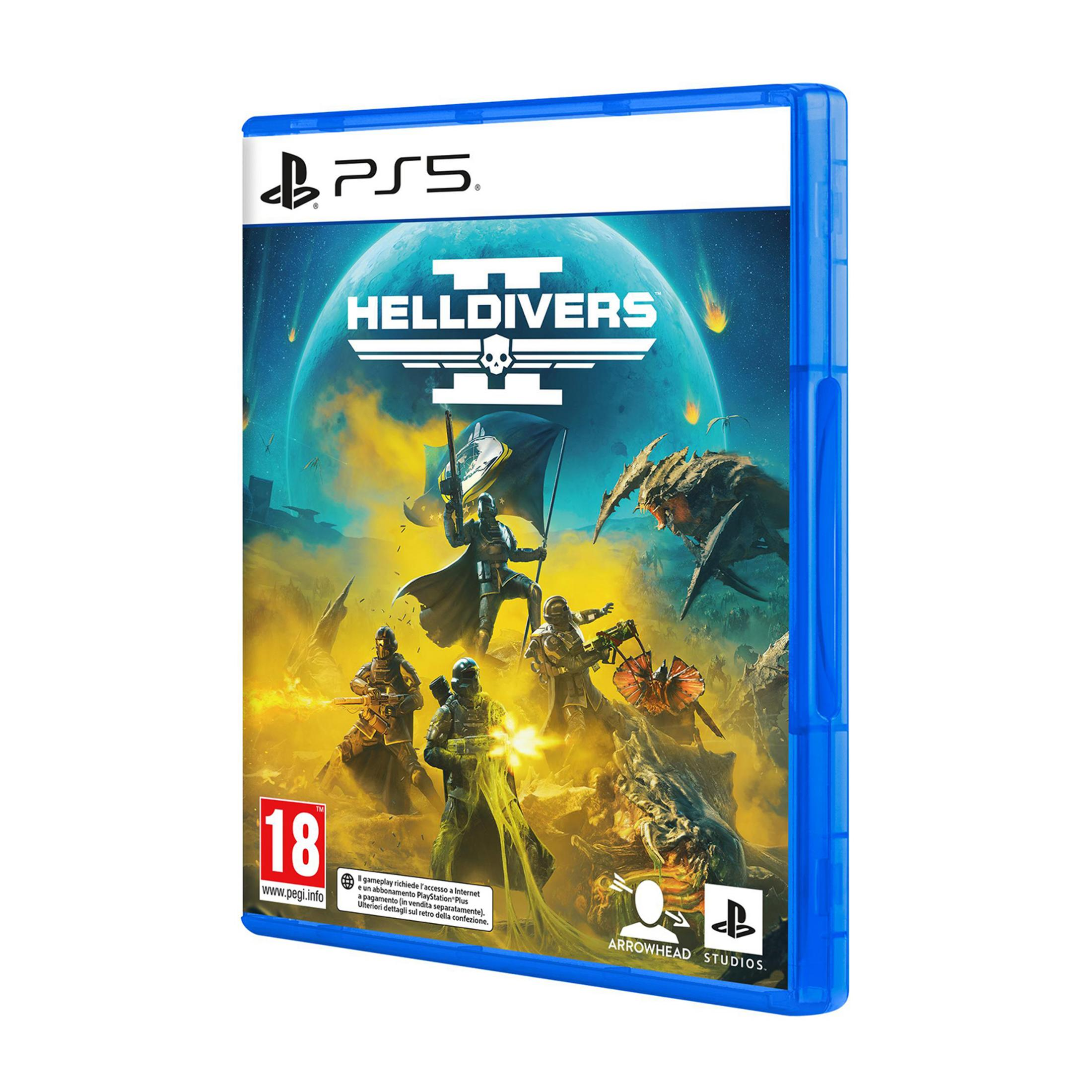 Copertina gioco PS5: Soldati combattono mostri davanti a un pianeta.