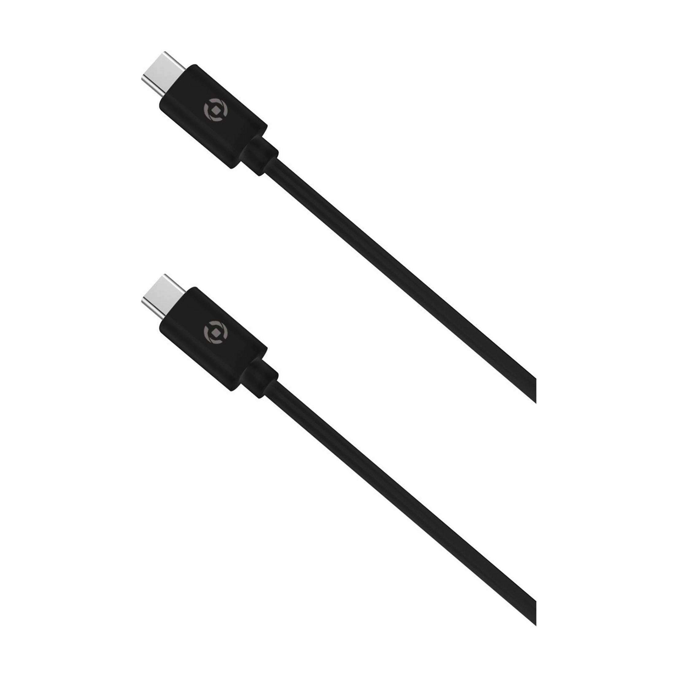 Due cavi USB-C neri con connettori argentati giacciono diagonalmente.