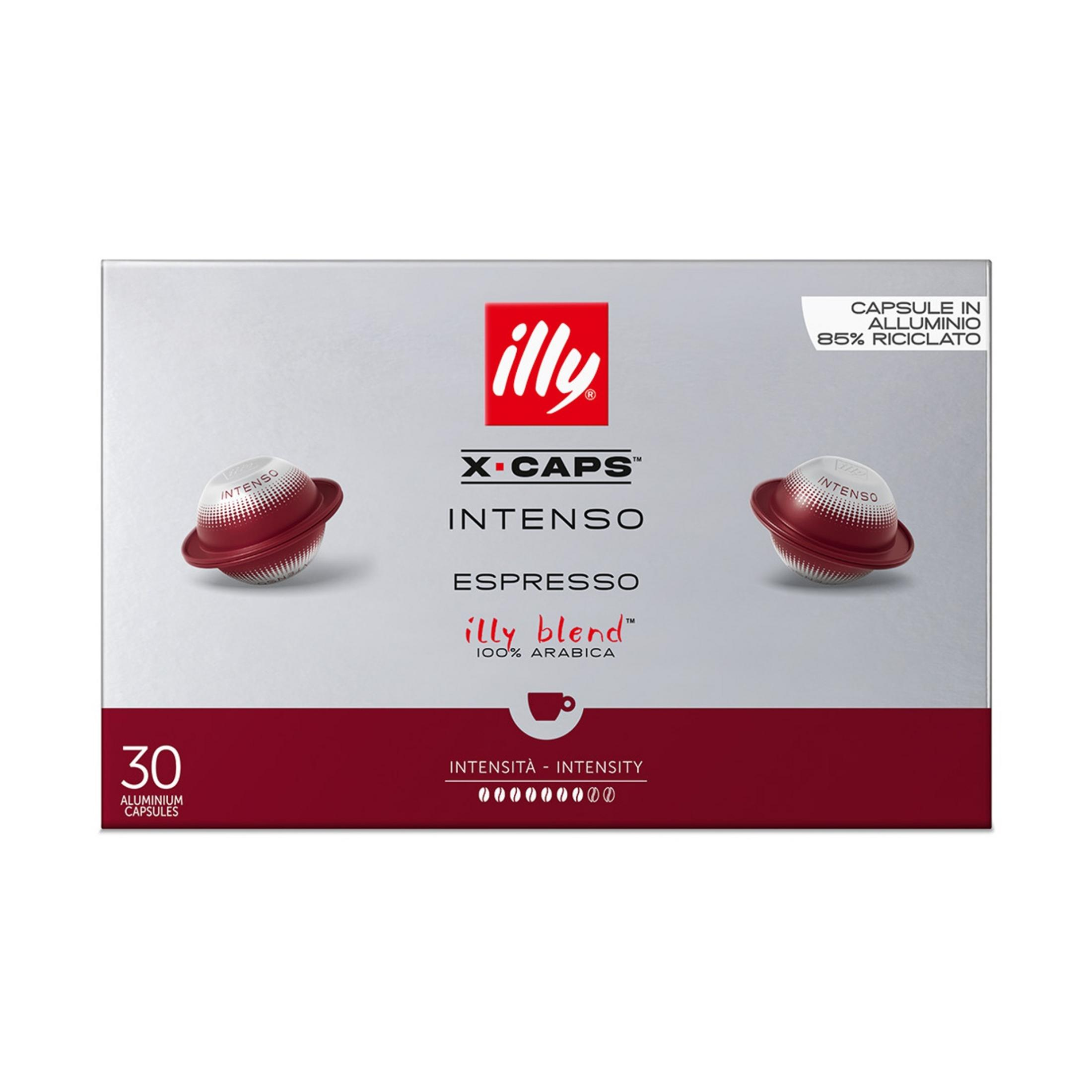Capsule Illy X-Caps Intenso Espresso, 30 pezzi, alluminio 85% riciclato.