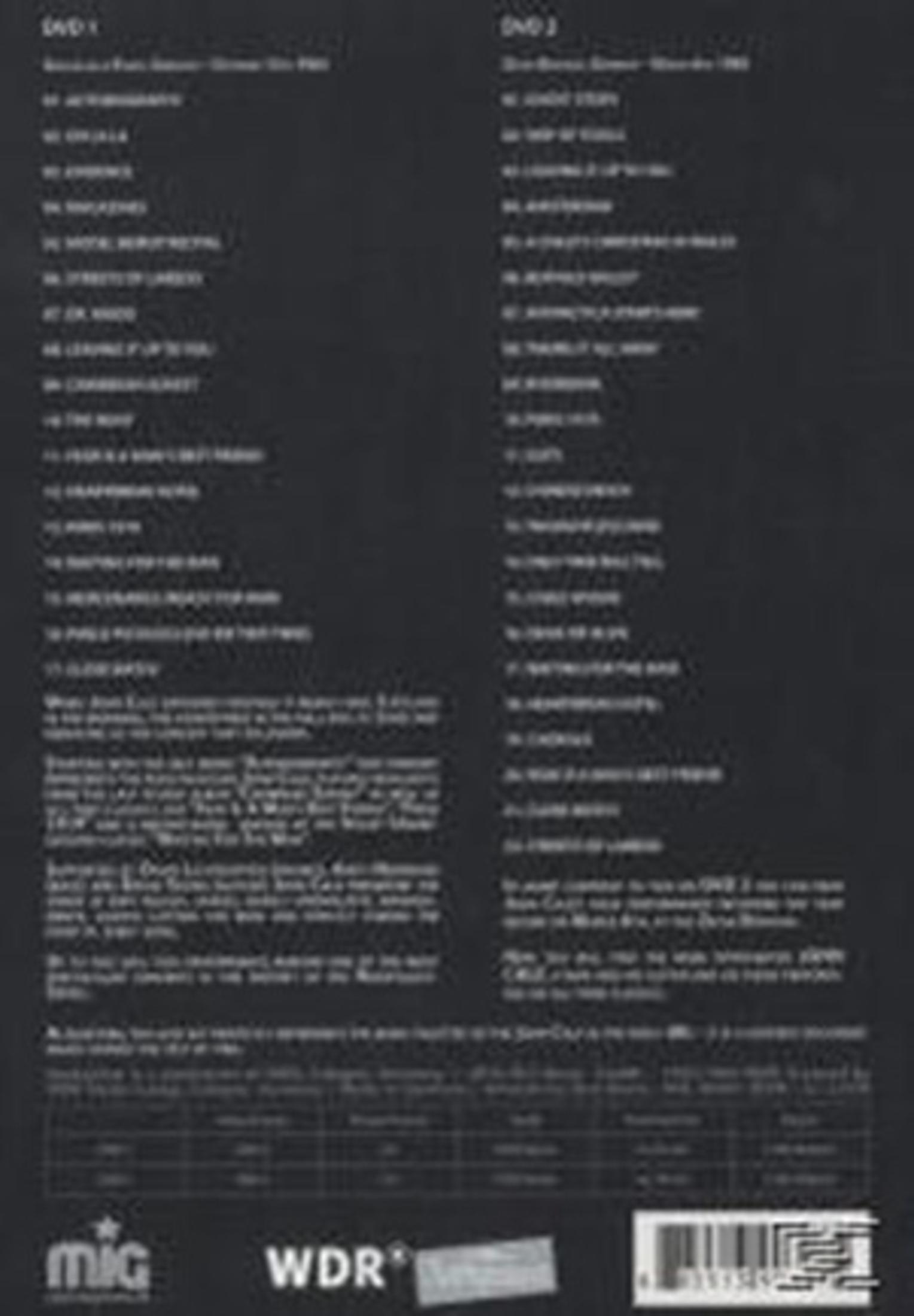 Rückseite einer DVD-Hülle mit Titellisten für zwei DVDs, Logos und Barcode.