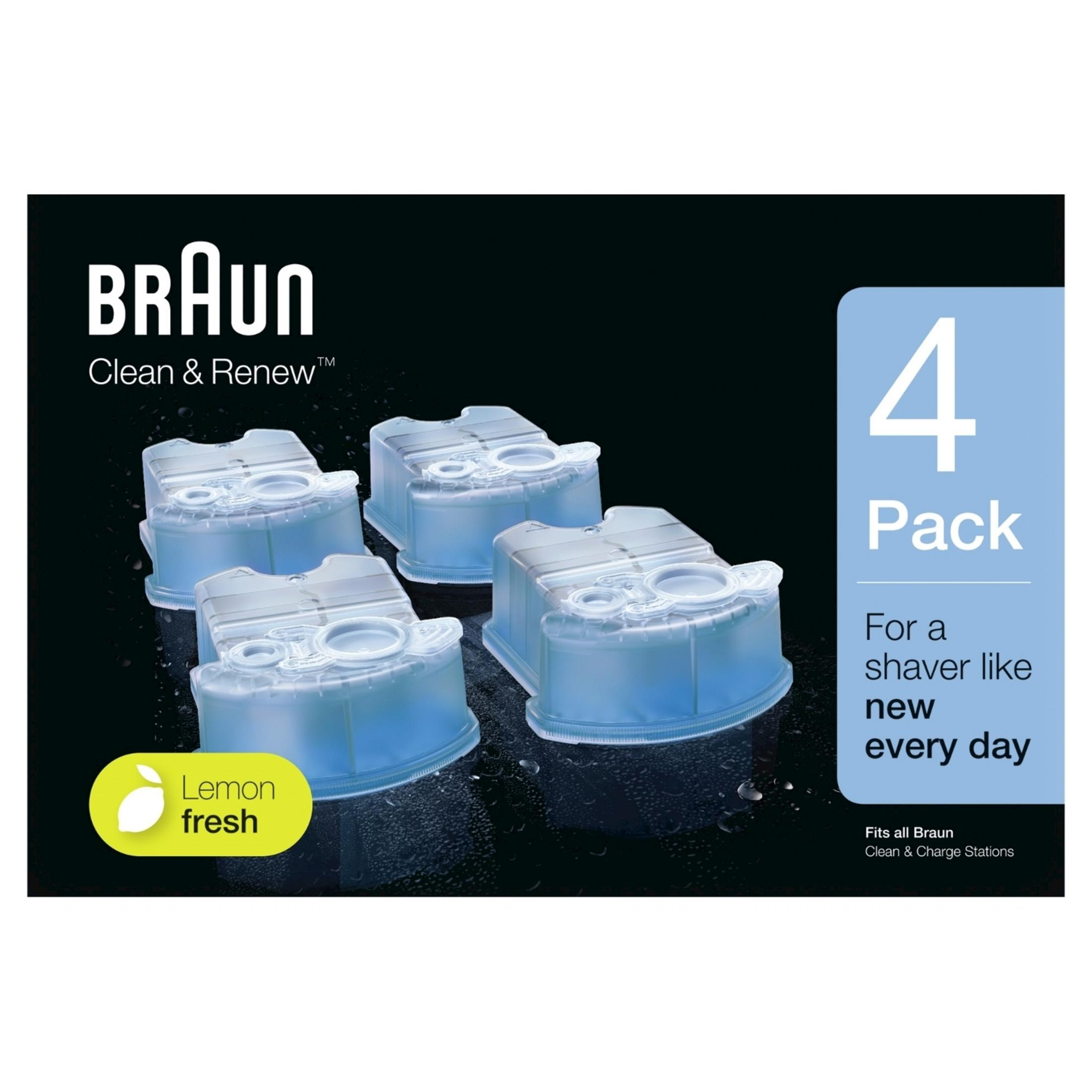 Dört adet Braun Clean & Renew yedek kartuş, limon ferahlığı.