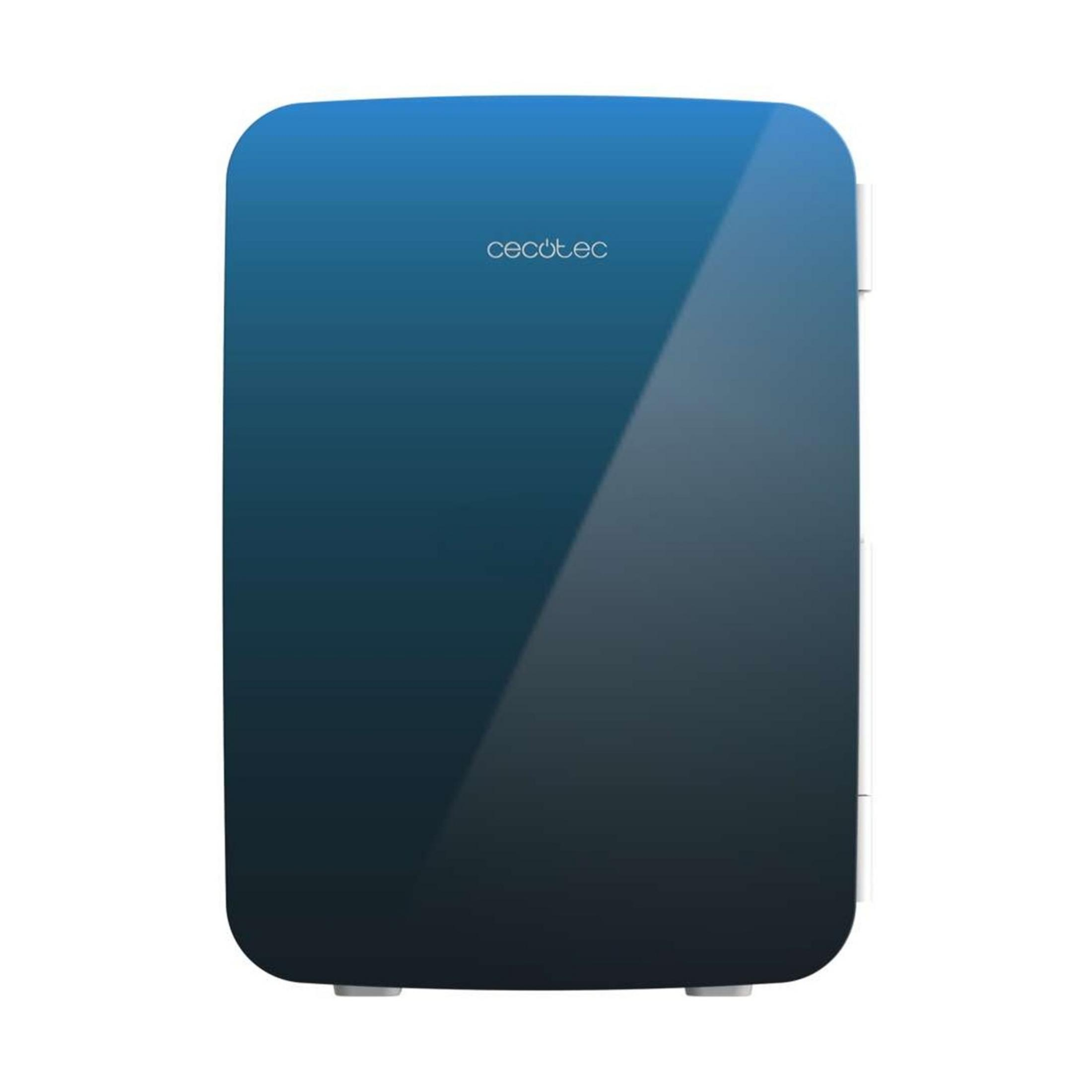 Un frigorifero blu con il logo Cecotec.