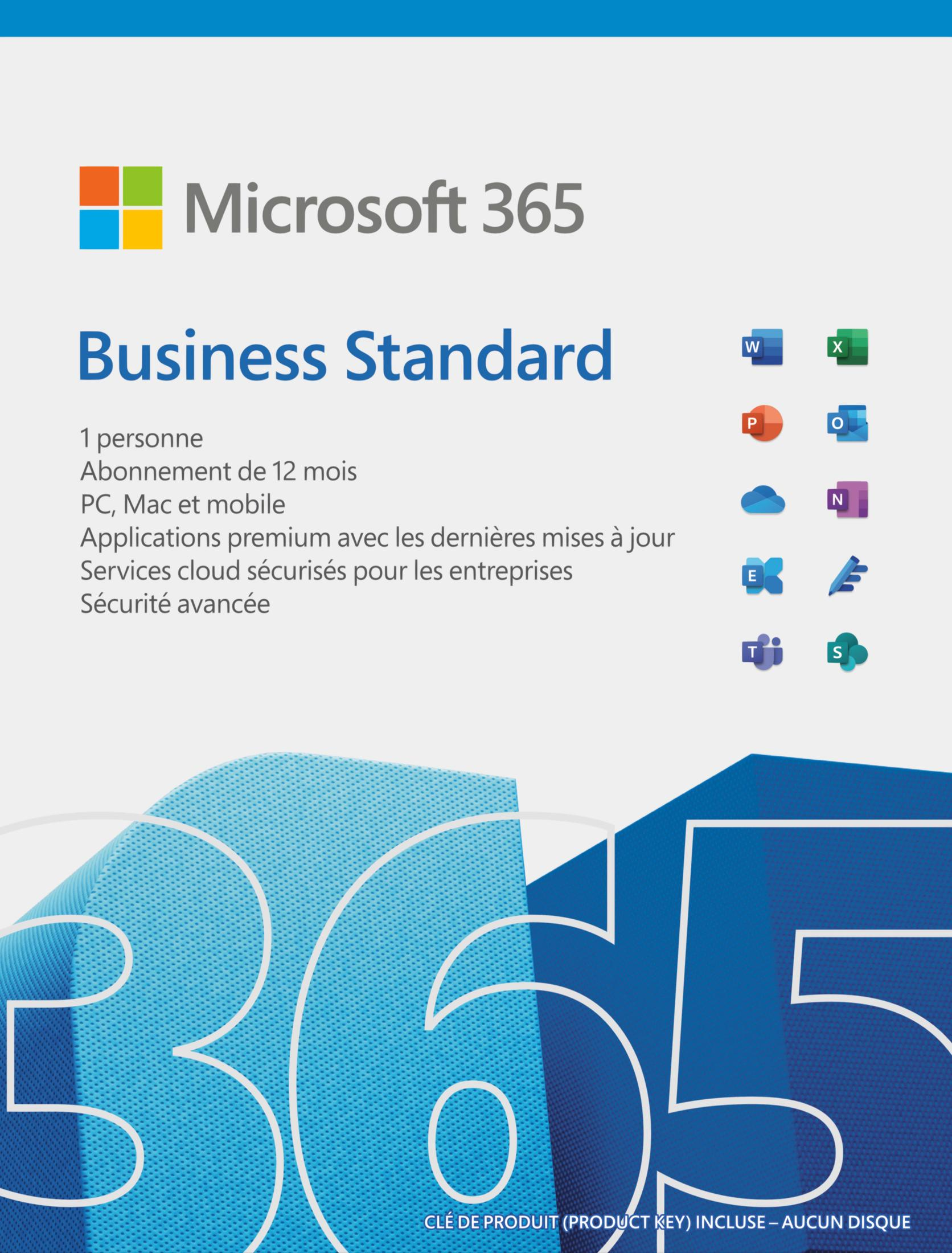Microsoft 365 Business Standard per 1 persona, 12 mesi. Include app, servizi cloud e sicurezza.