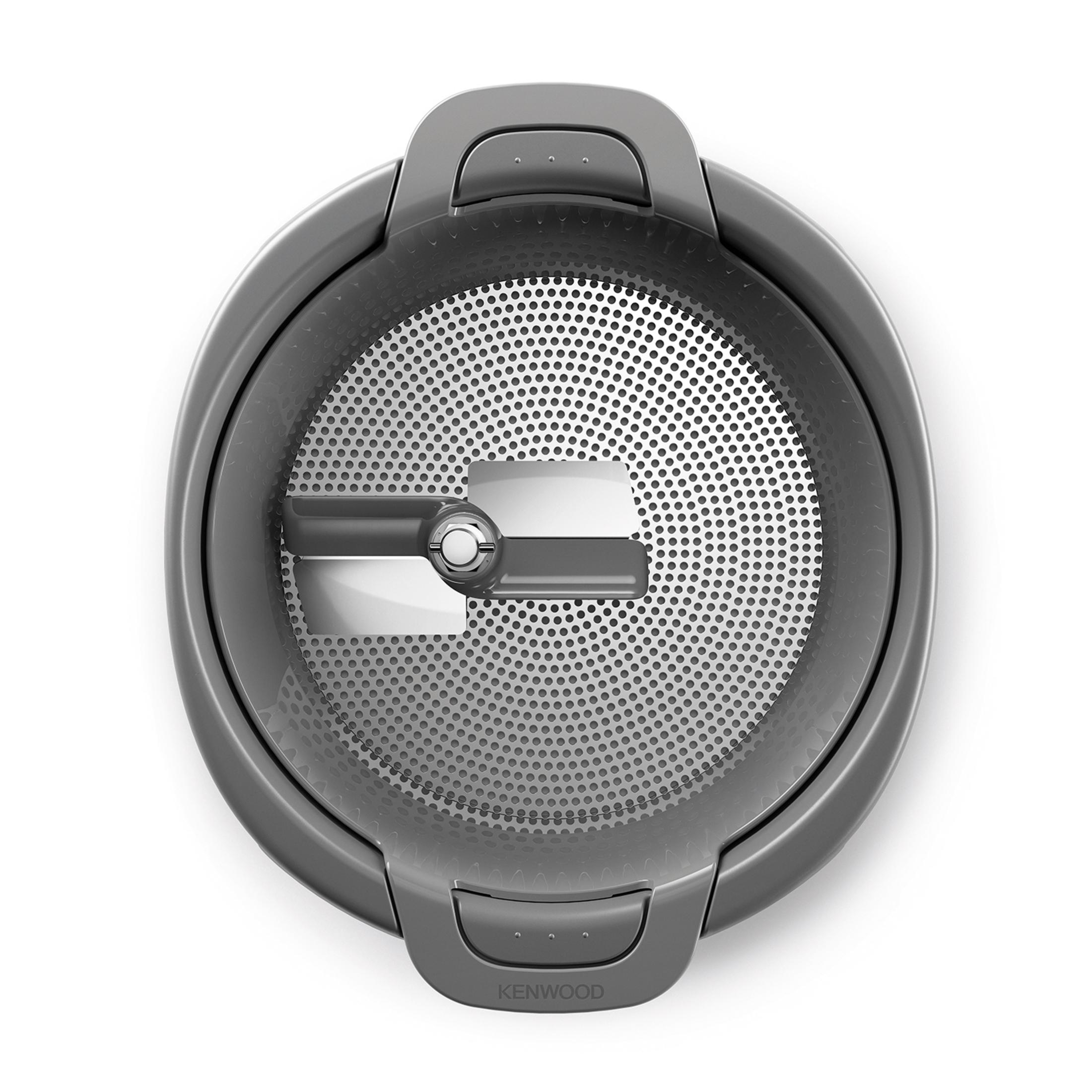 Accessorio grigio Kenwood per robot da cucina con disco forato e lama.