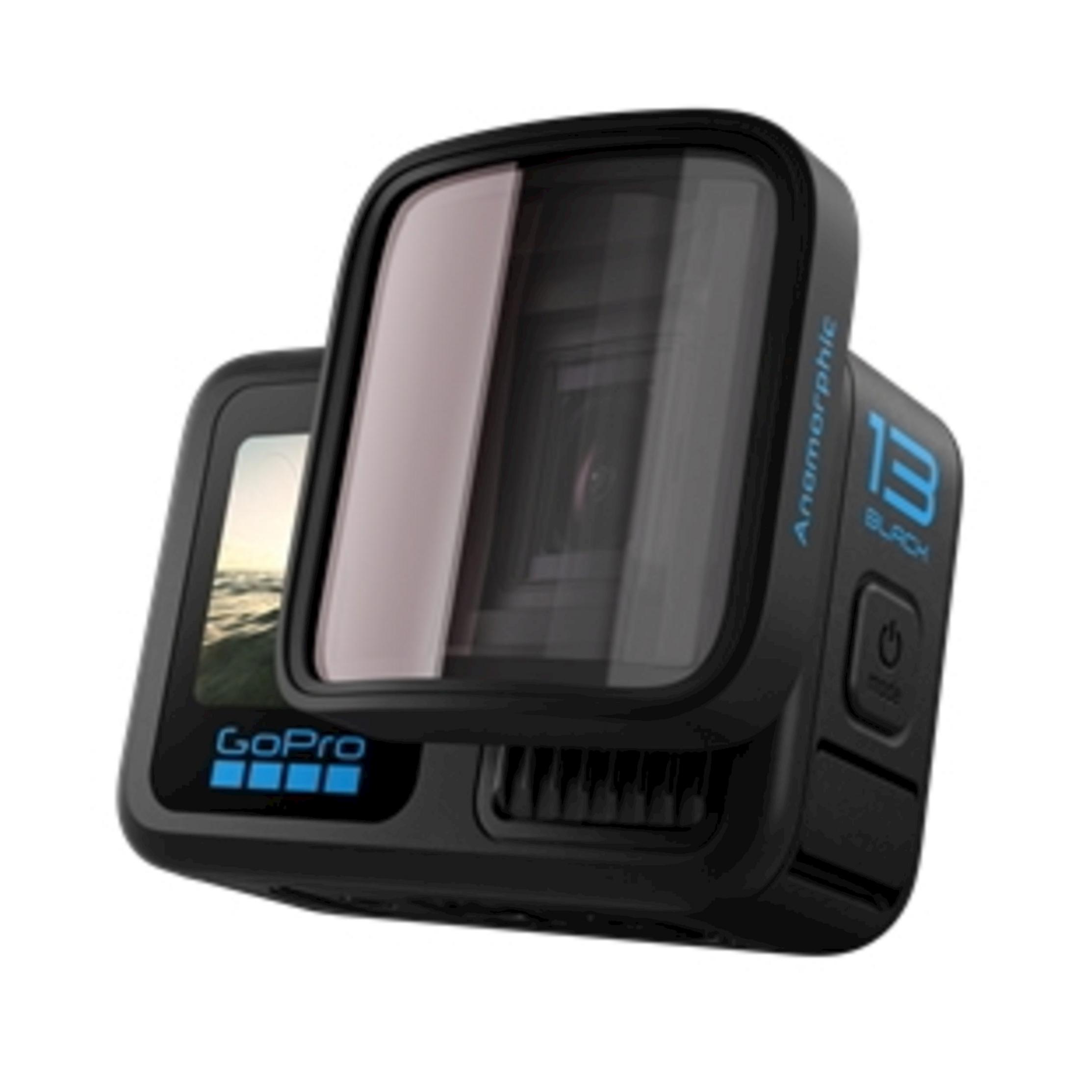 Eine schwarze GoPro Hero 13 Black Actionkamera mit blauem Schriftzug.
