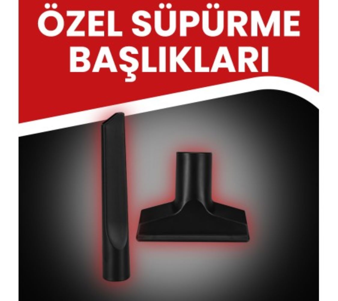 Gri arka plan üzerinde iki siyah elektrikli süpürge başlığı.