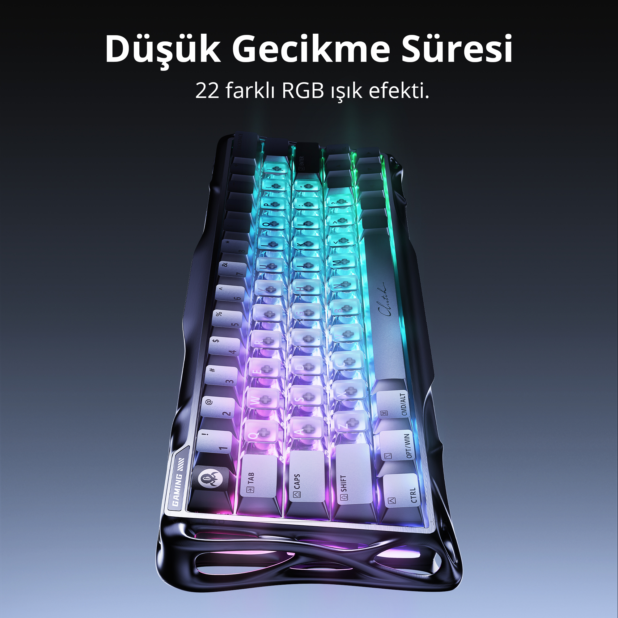 GRAVASTAR Mercury V60 Pro Manyetik Anahtarlı Klavye, 8K Kablolu Oyuncu Klavyesi Gunmetal