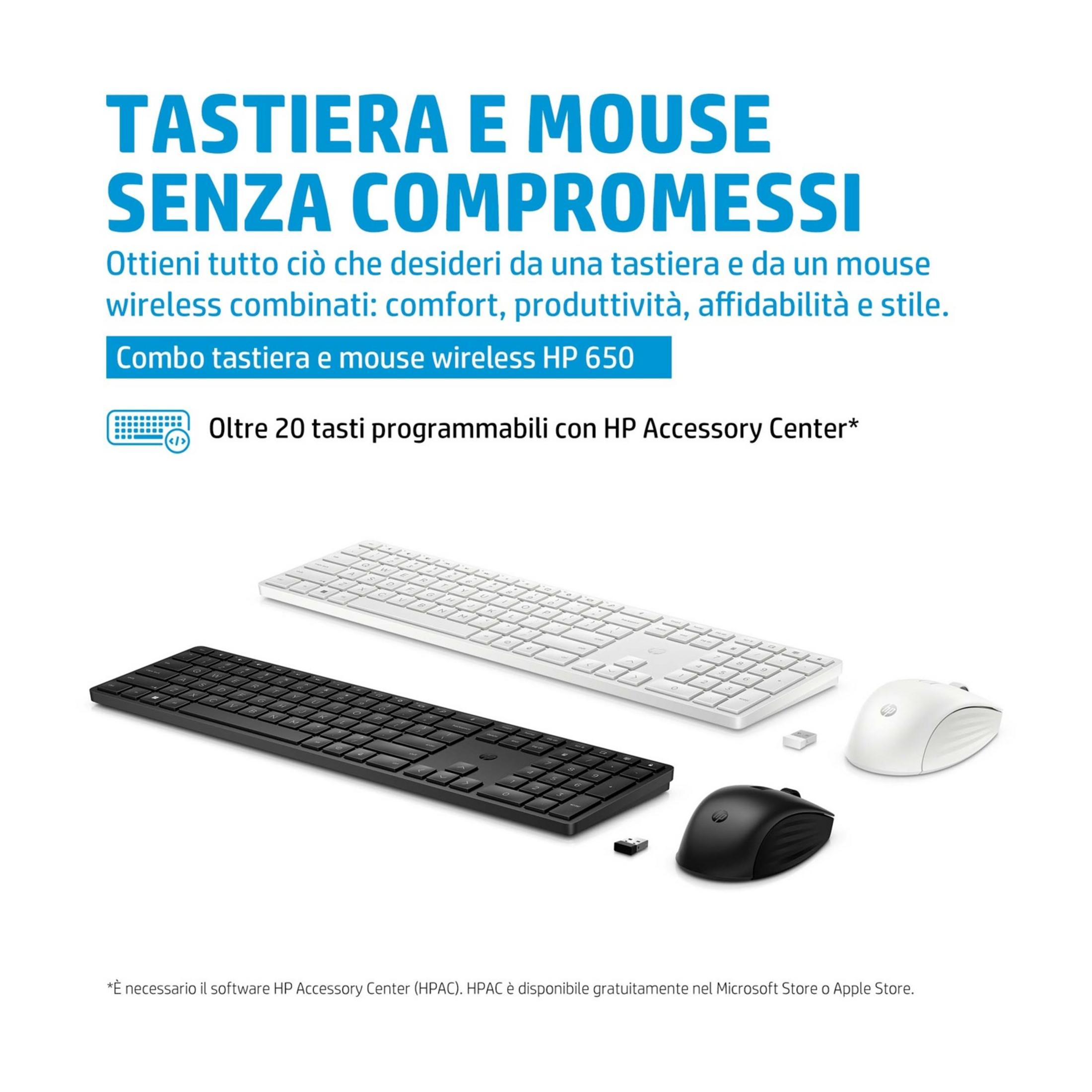 Drahtlose HP Tastatur und Maus, schwarz und weiß, mit USB-Dongle