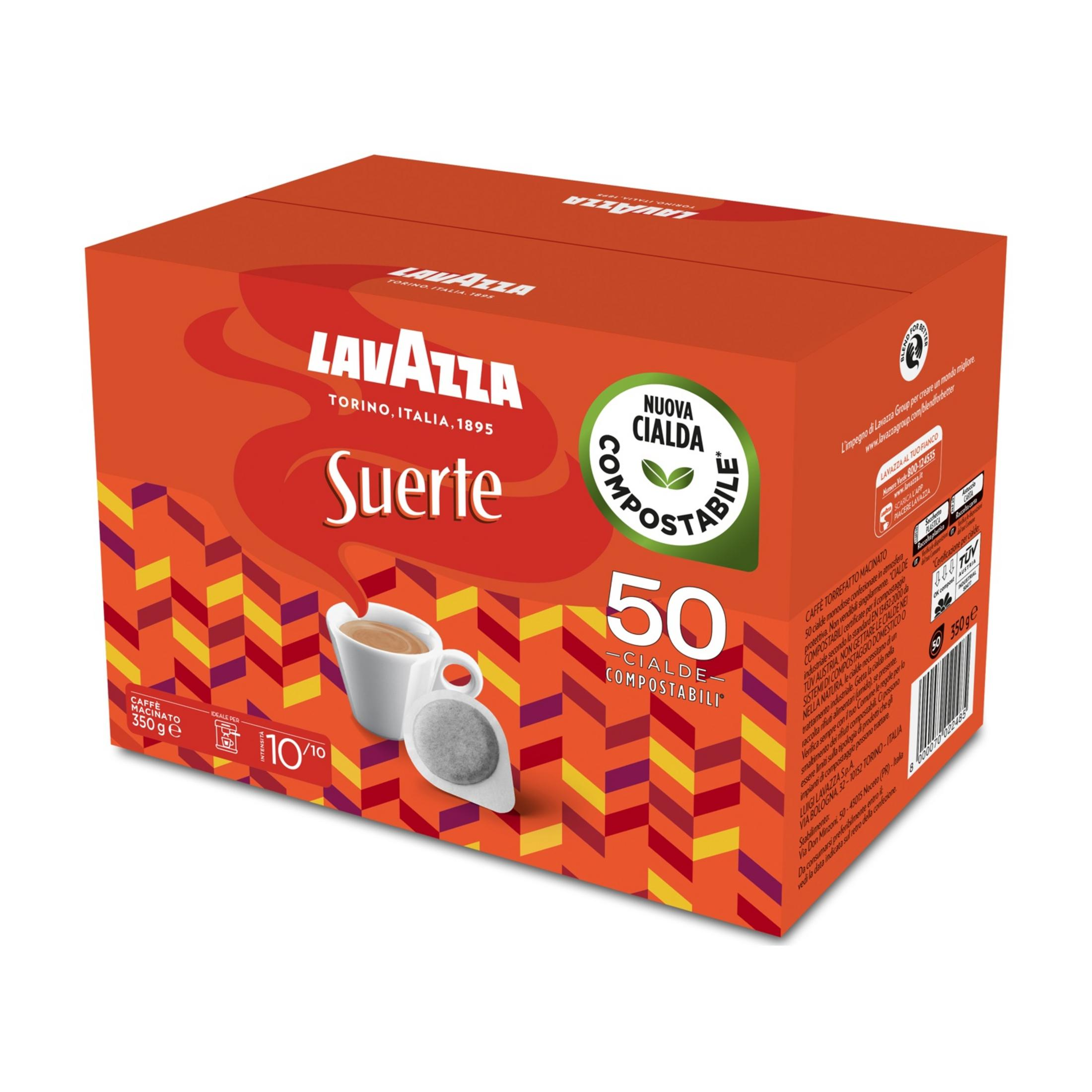 Confezione Lavazza Suerte con 50 cialde compostabili, 350g.