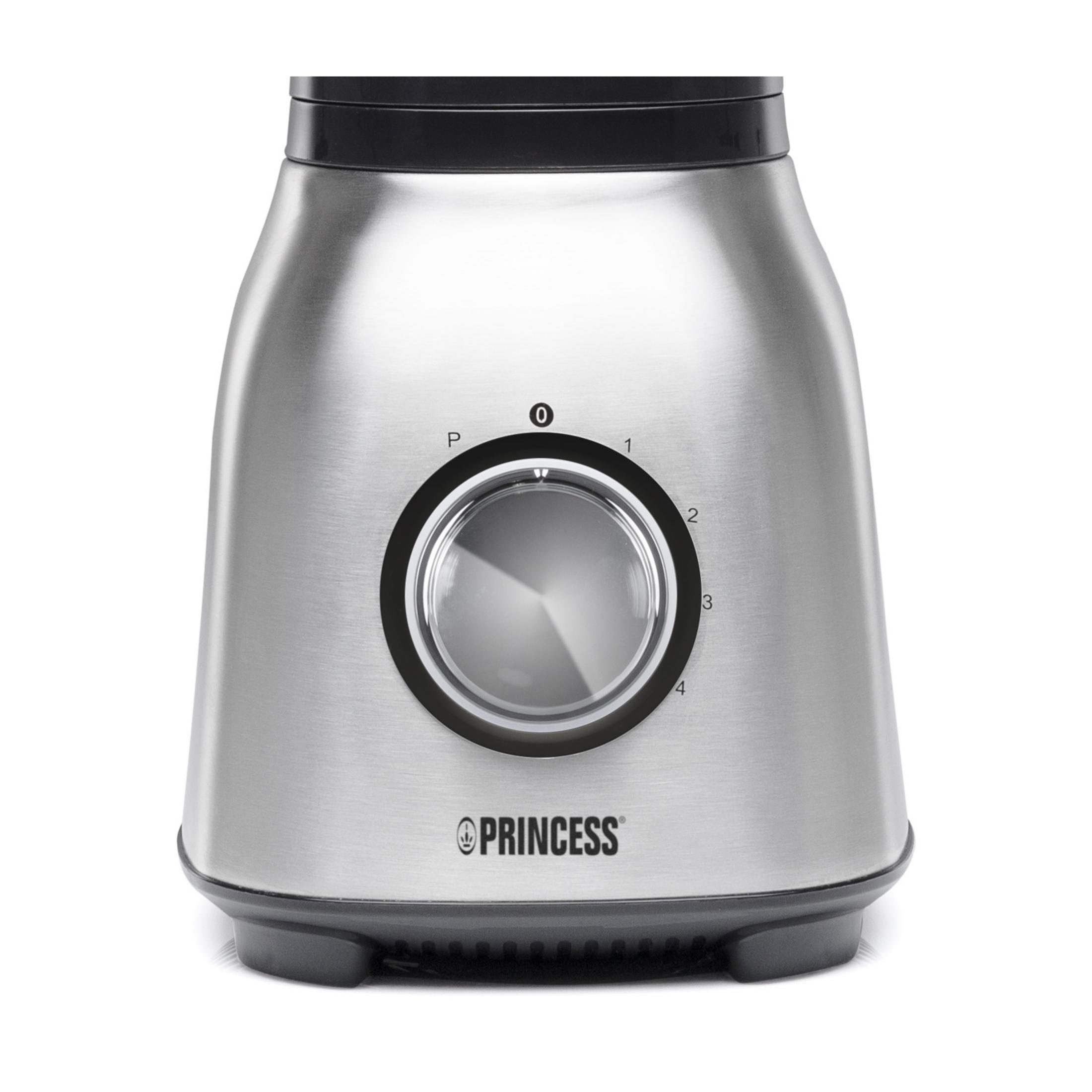 Base plateada para licuadora con dial negro y logo "Princess".