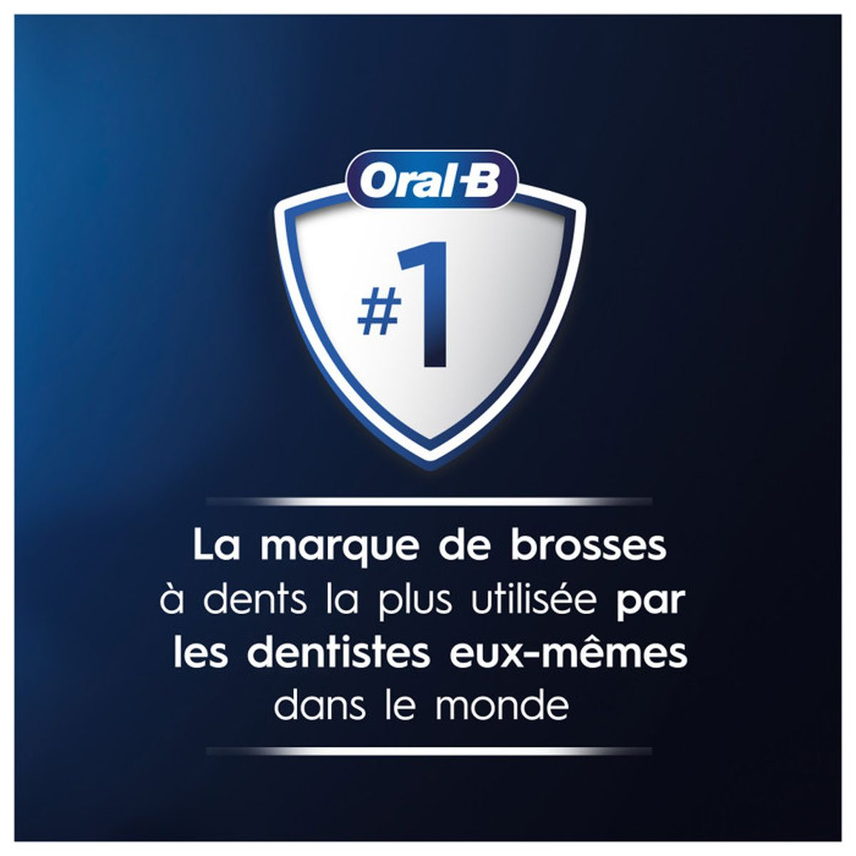 Logo Oral-B z #1 i tekstem: Najczęściej używana marka szczoteczek do zębów przez dentystów.