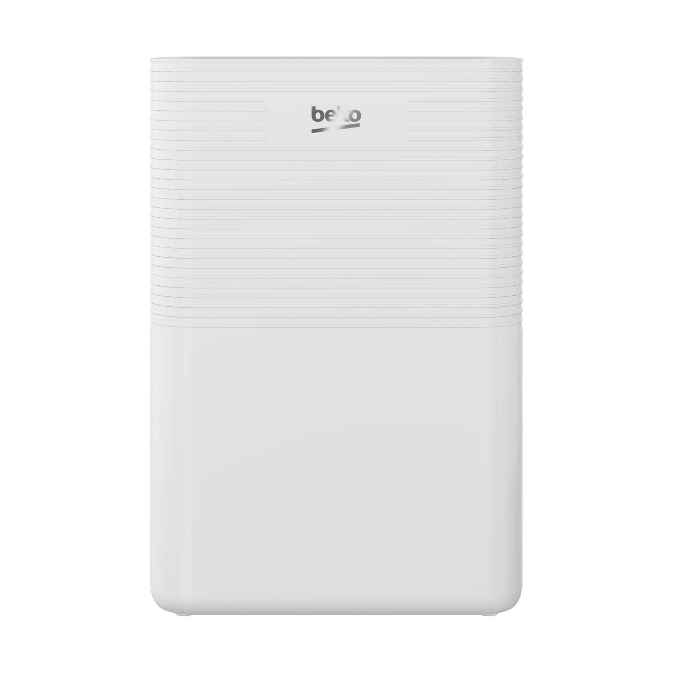 Un deumidificatore Beko bianco su sfondo bianco.