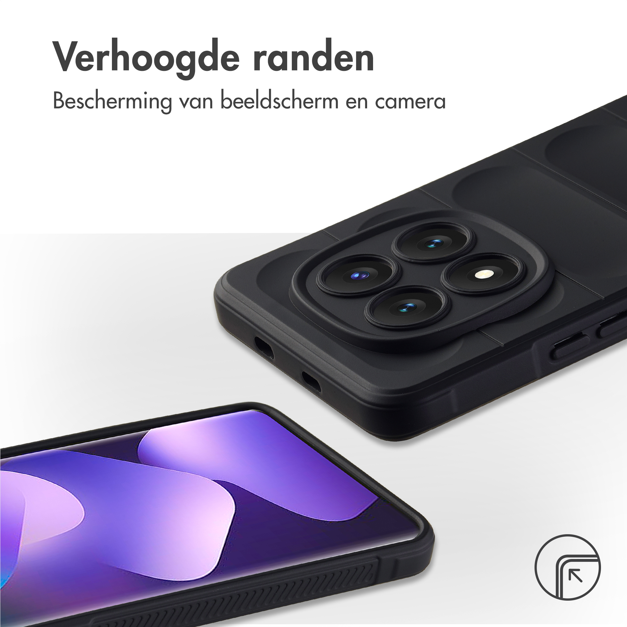 Téléphone noir avec module caméra et partie de l'écran.