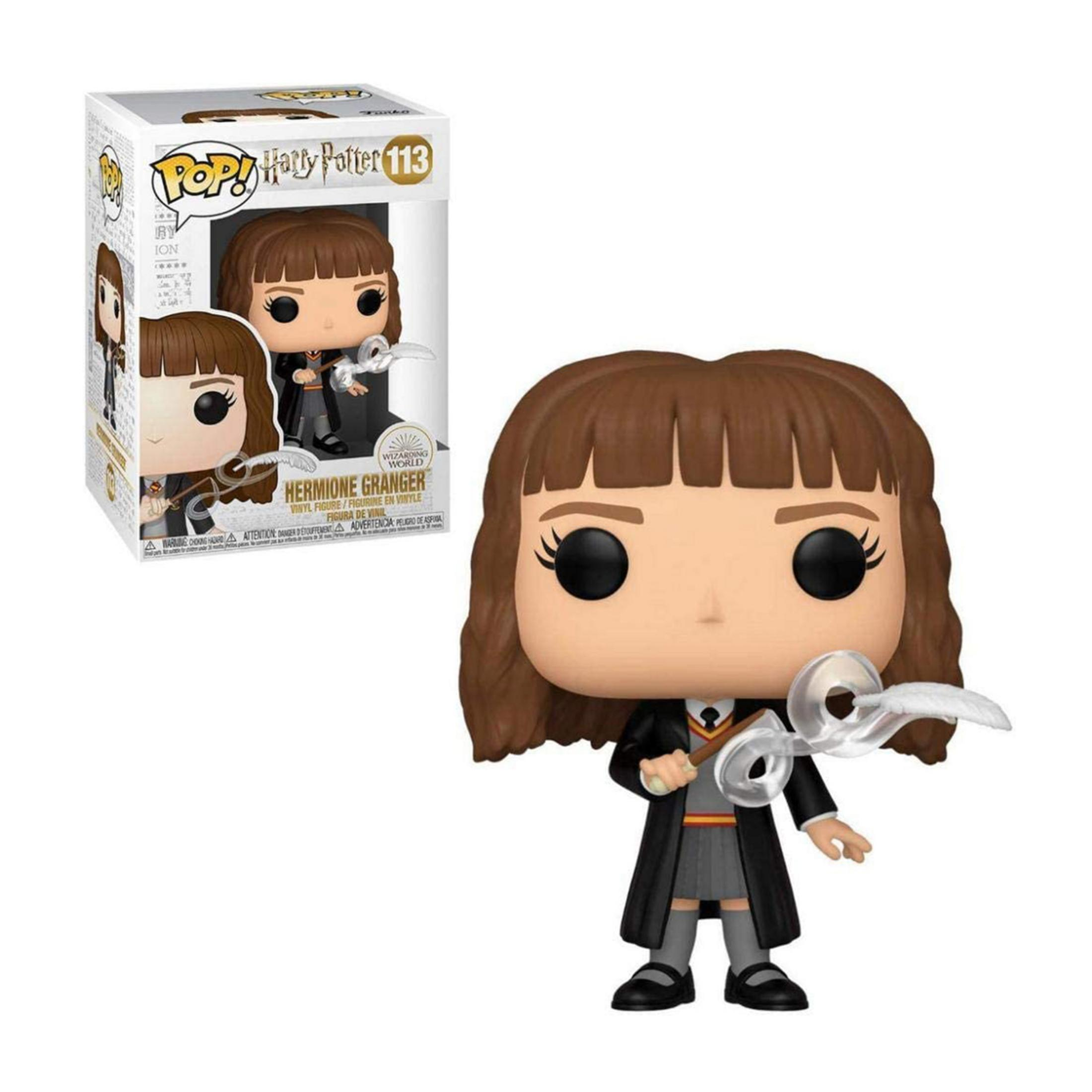 Funko Pop! Figur von Hermine Granger mit Zauberstab, im Harry Potter-Design.