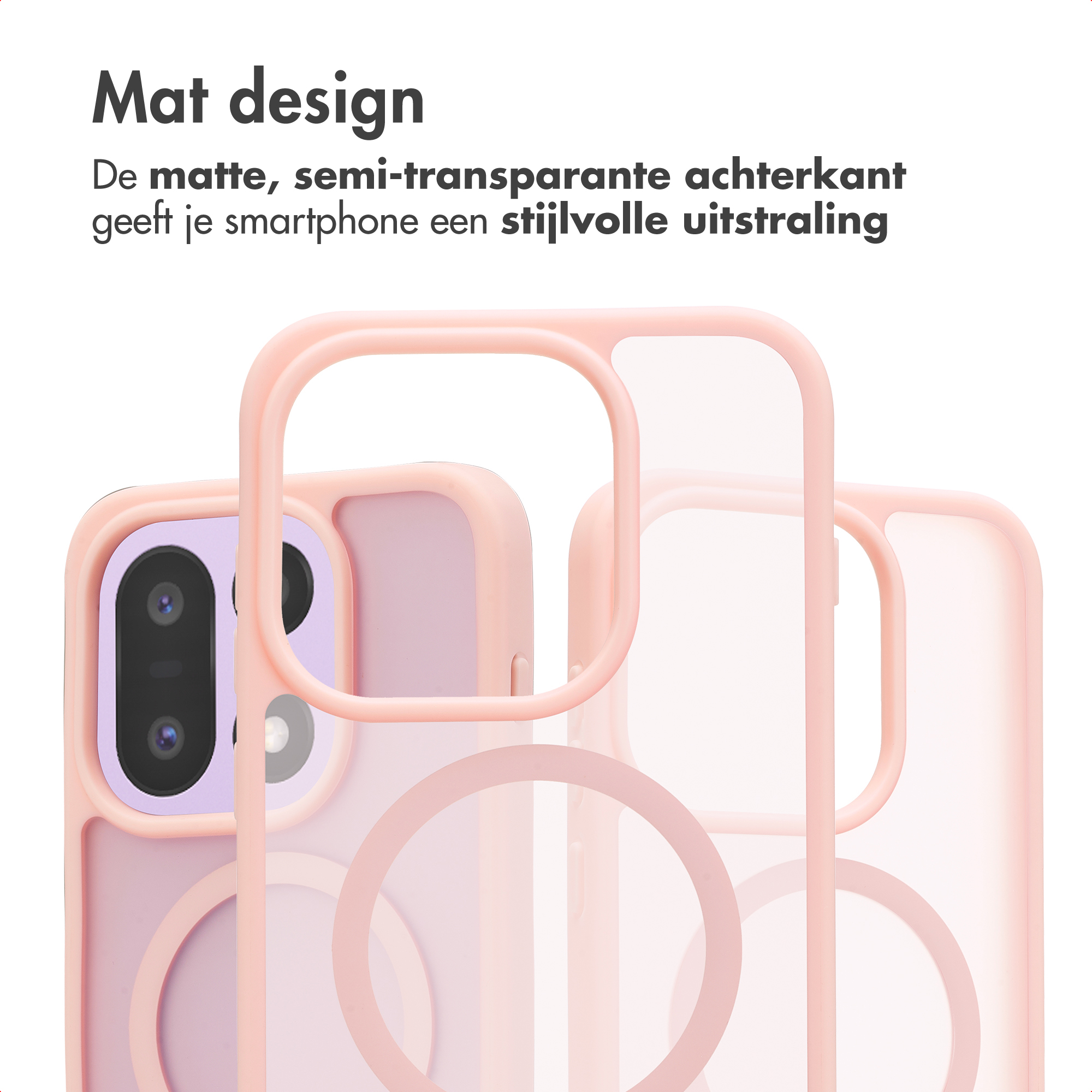 Roze telefoonhoesjes met mat, doorschijnend design voor een stijlvolle uitstraling.