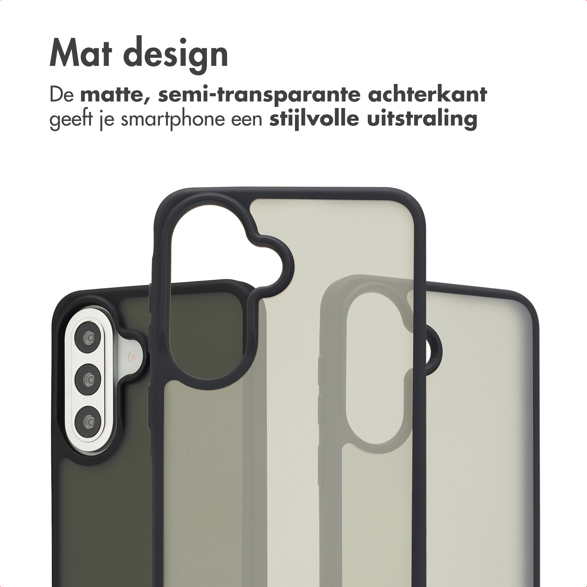 Coque de téléphone mate et semi-transparente avec cadre noir.