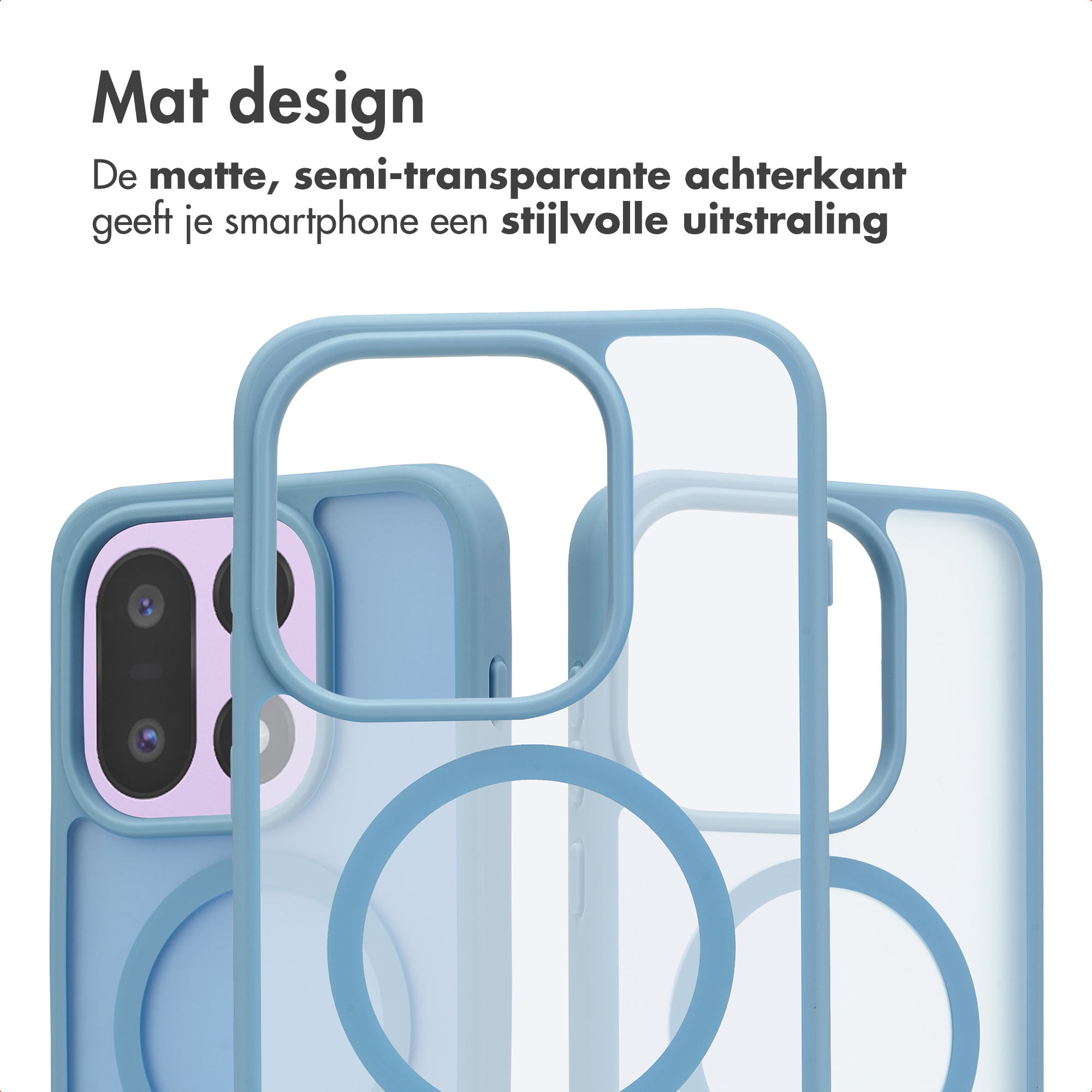 Blauwe telefoonhoesjes met cirkelpatroon en camerauitsparing.