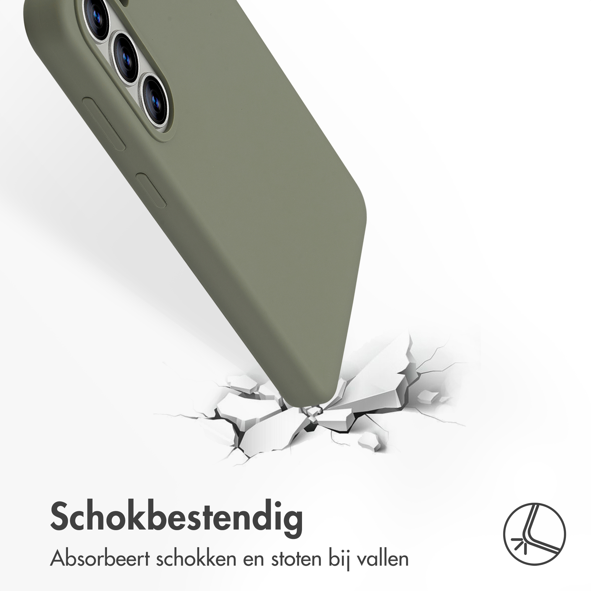 Groene telefoonhoes breekt door wit oppervlak. Schokbestendig.