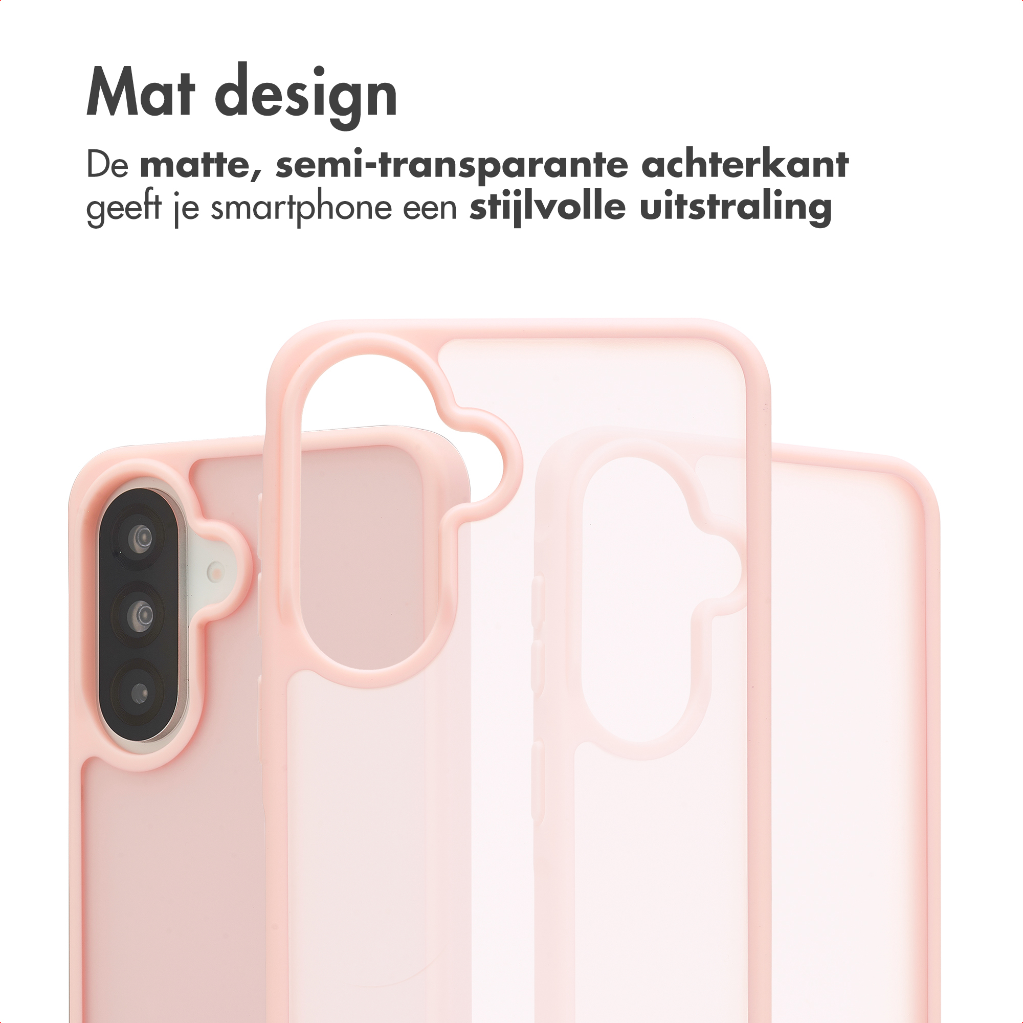 Een roze telefoonhoes met mat, doorschijnend ontwerp.