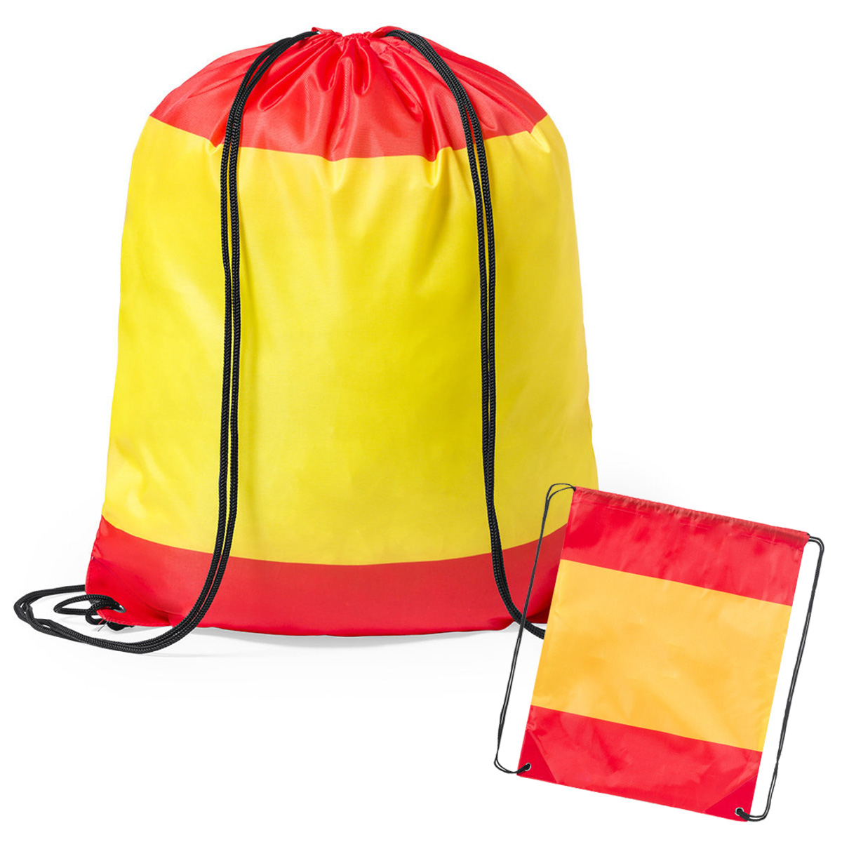 Dos bolsas con colores amarillo y rojo, parecidas a la bandera española.