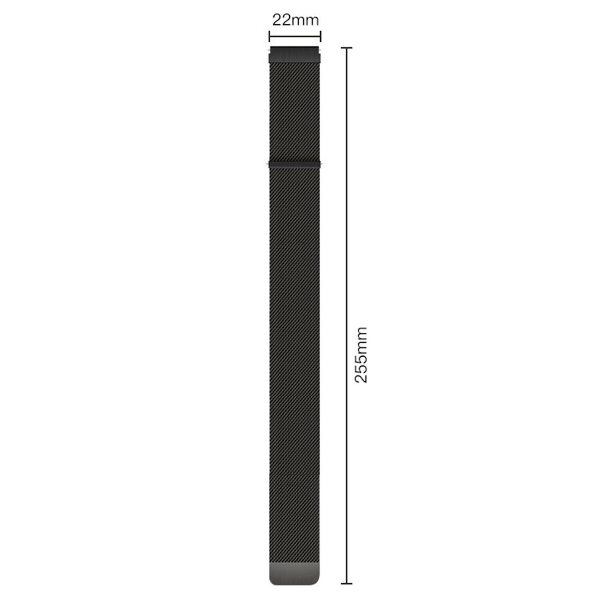 Schwarzes Milanese-Armband, 22mm breit, 255mm lang.