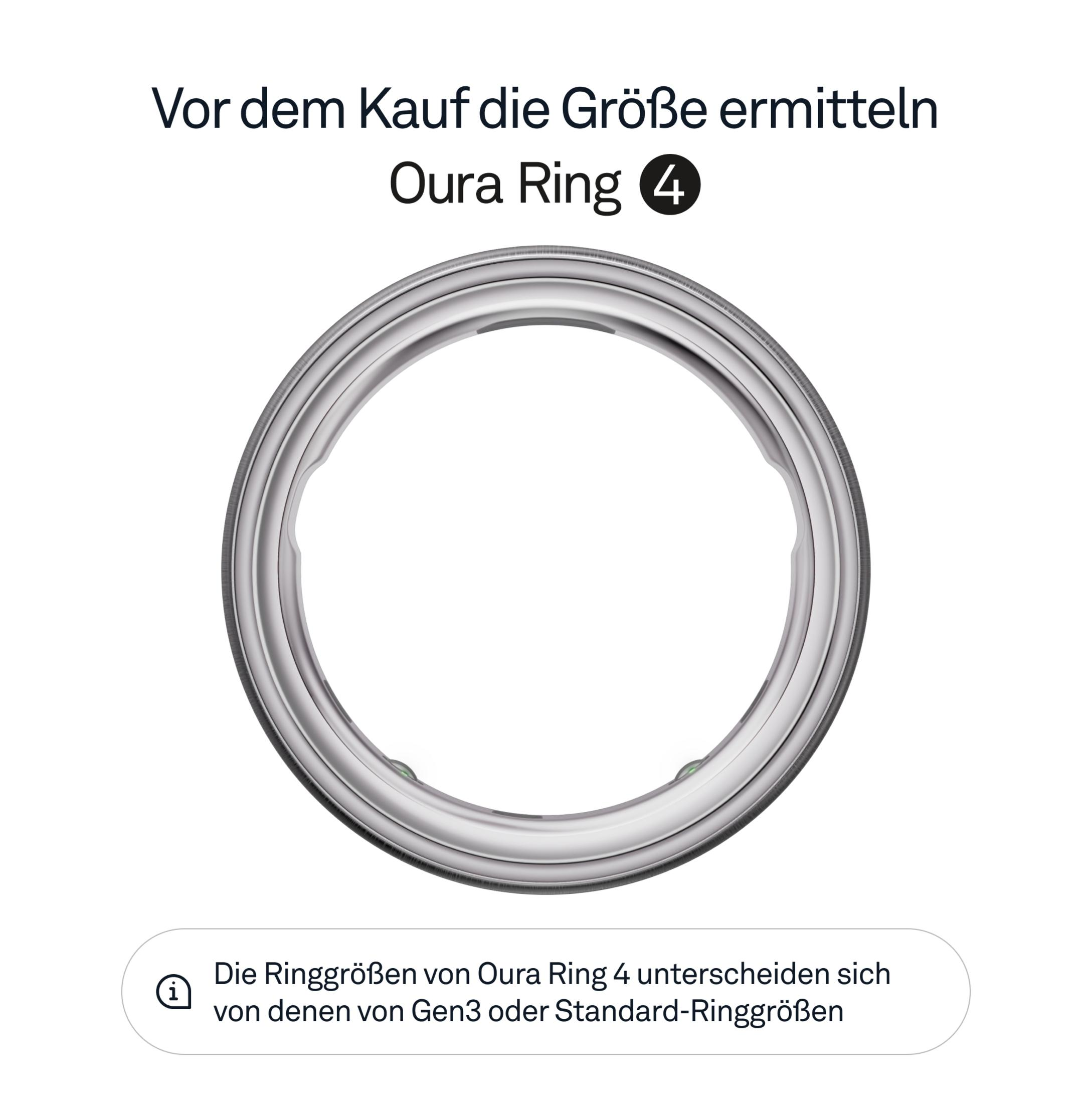 Ein silberner Oura Ring 4 ist auf weißem Grund abgebildet.