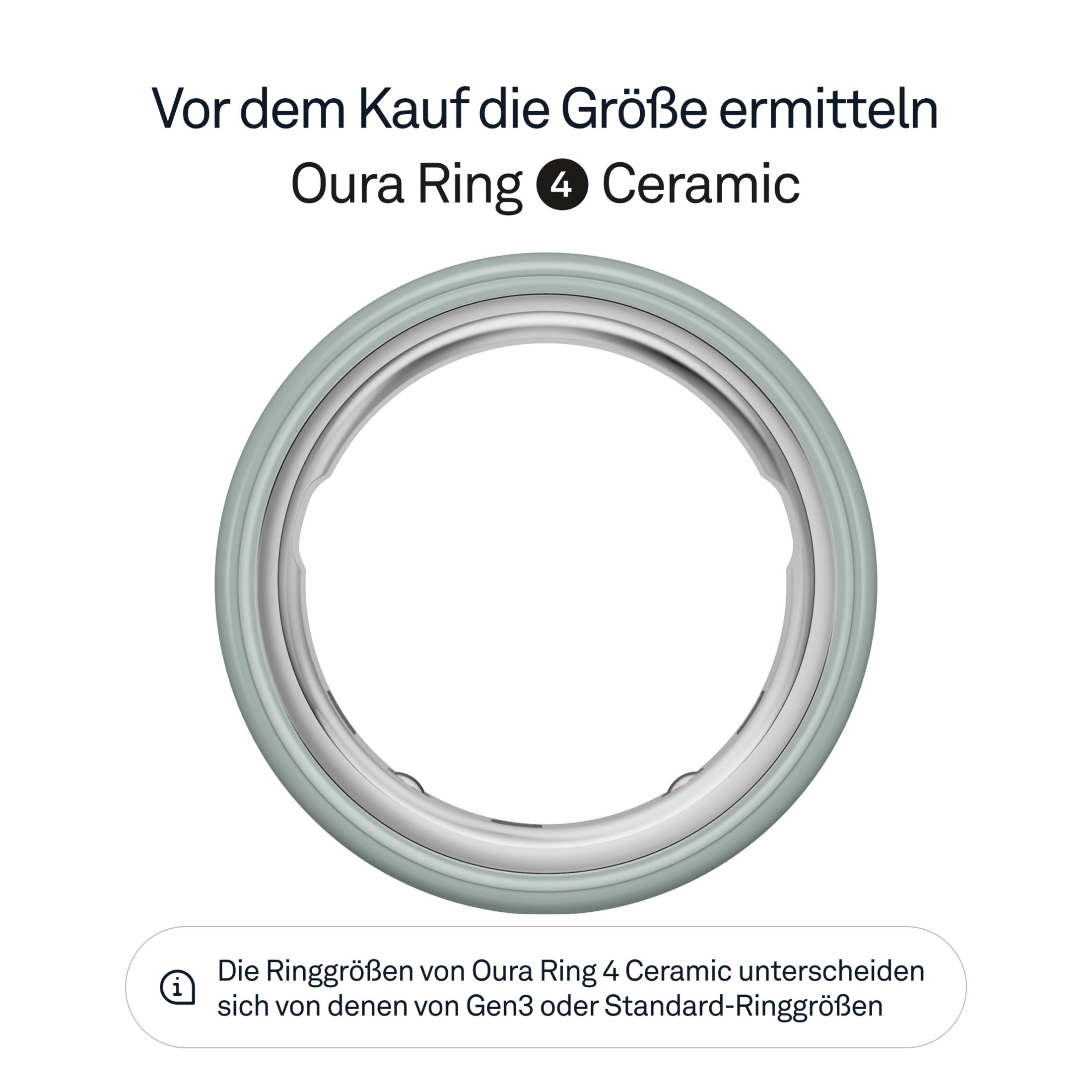 Ein Oura Ring 4 Ceramic in Türkis und Silber.