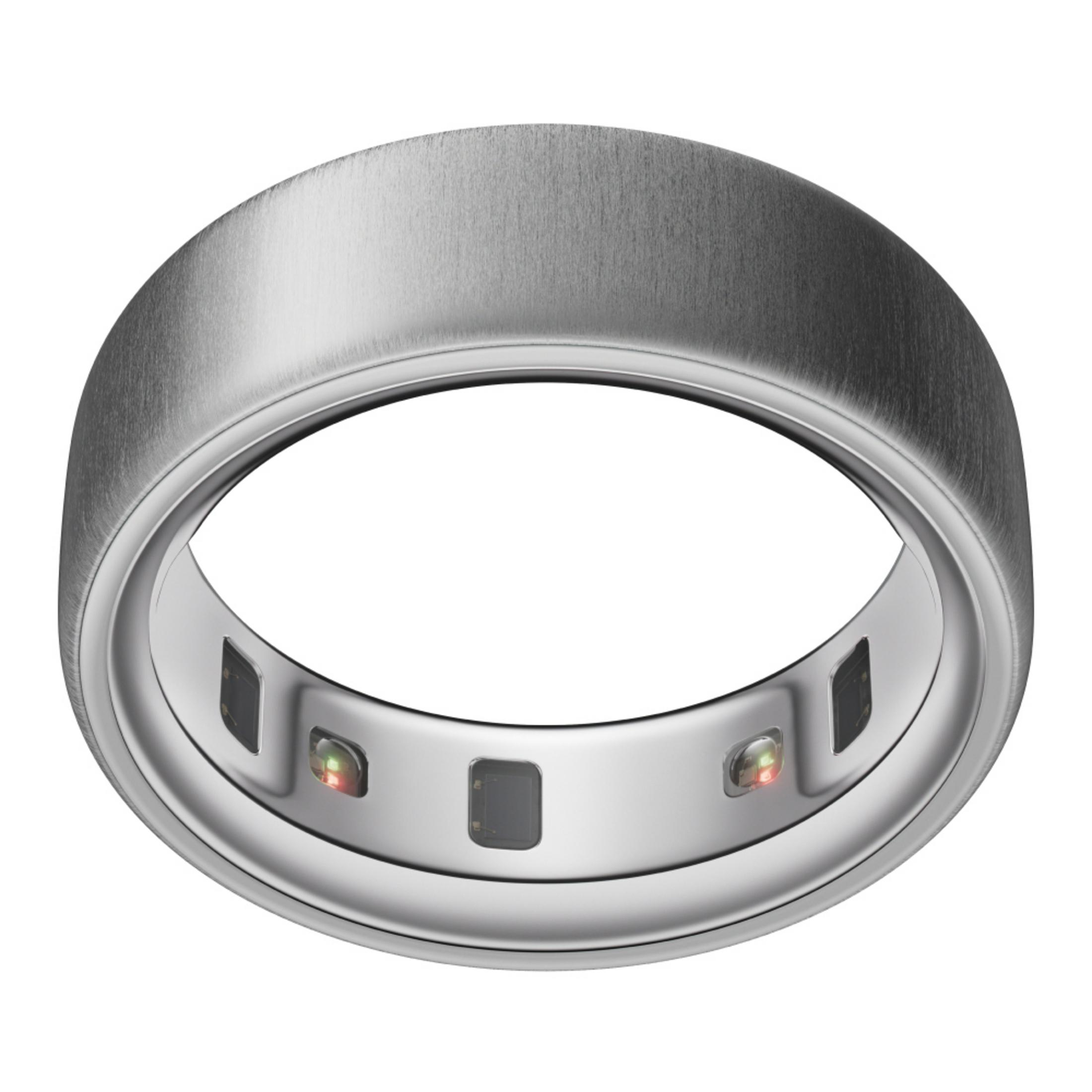 Ein silberner Ring mit Lichtern und Sensoren auf der Innenseite.