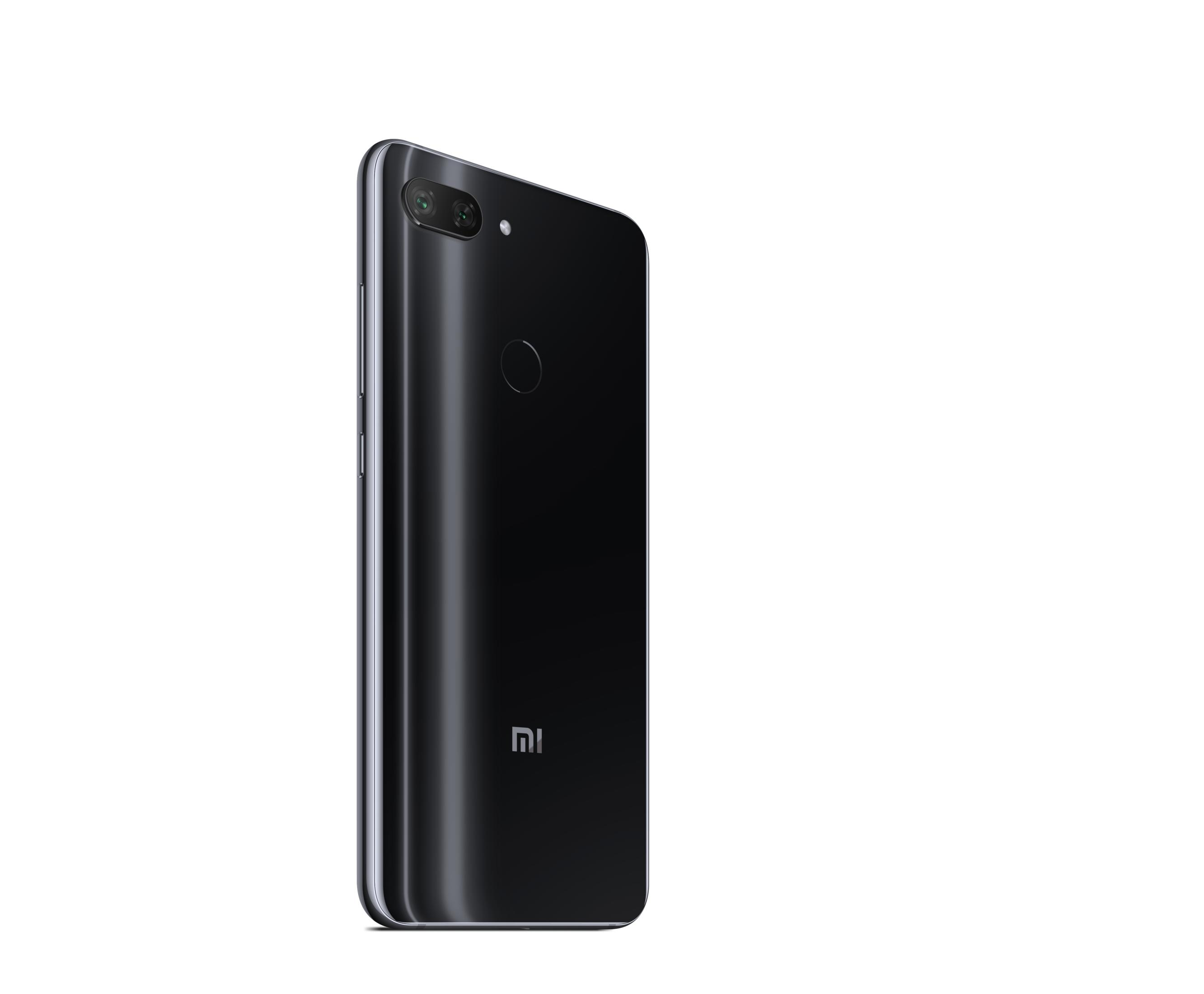Ein schwarzes Smartphone mit zwei Kameras und einem Fingerabdrucksensor.