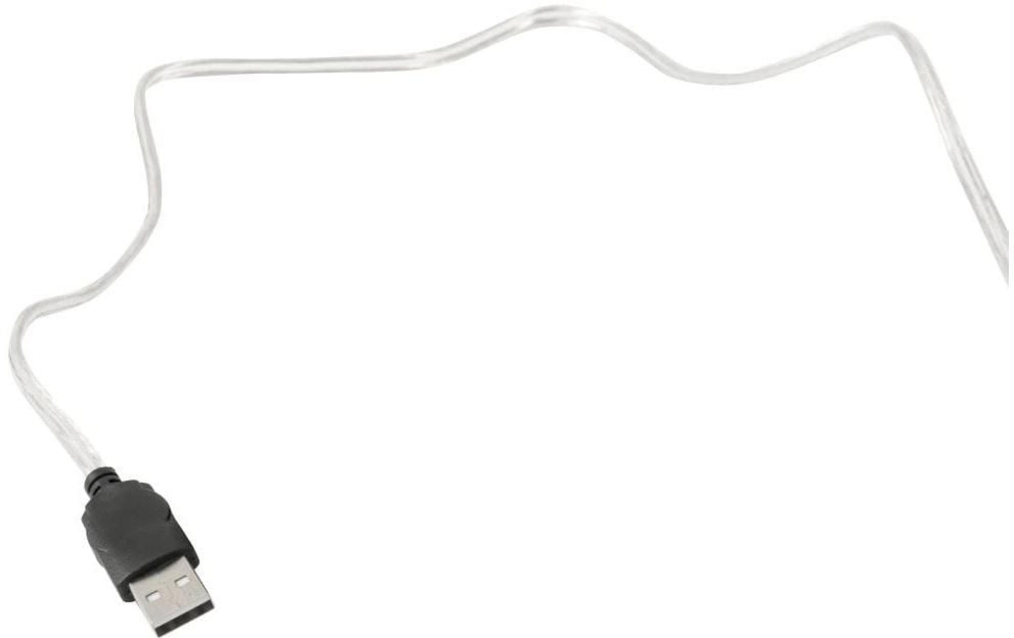 Ein transparenter USB-A-Stecker mit schwarzem Gehäuse.