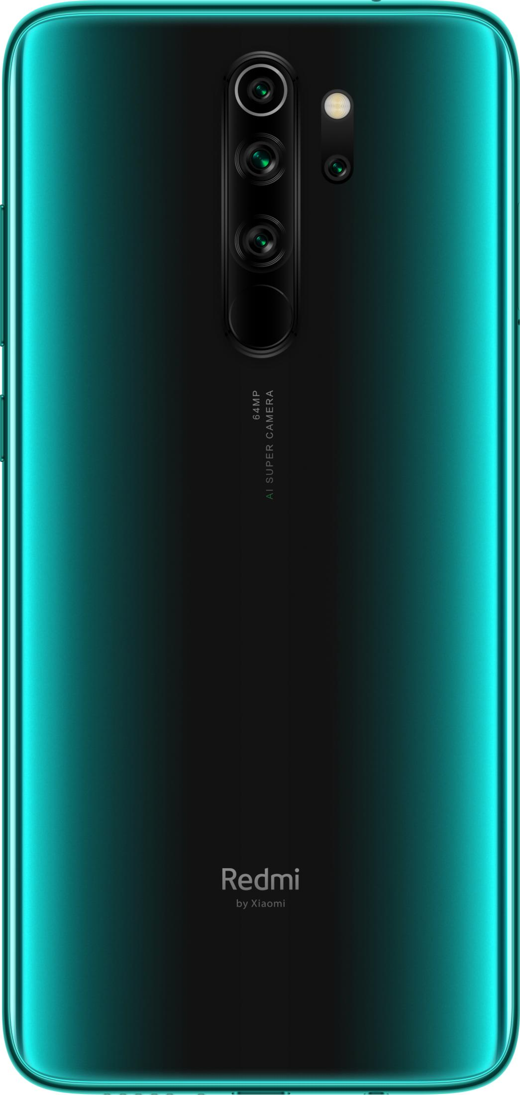 Rückseite eines türkisfarbenen Xiaomi Redmi-Handys mit vier Kameras.