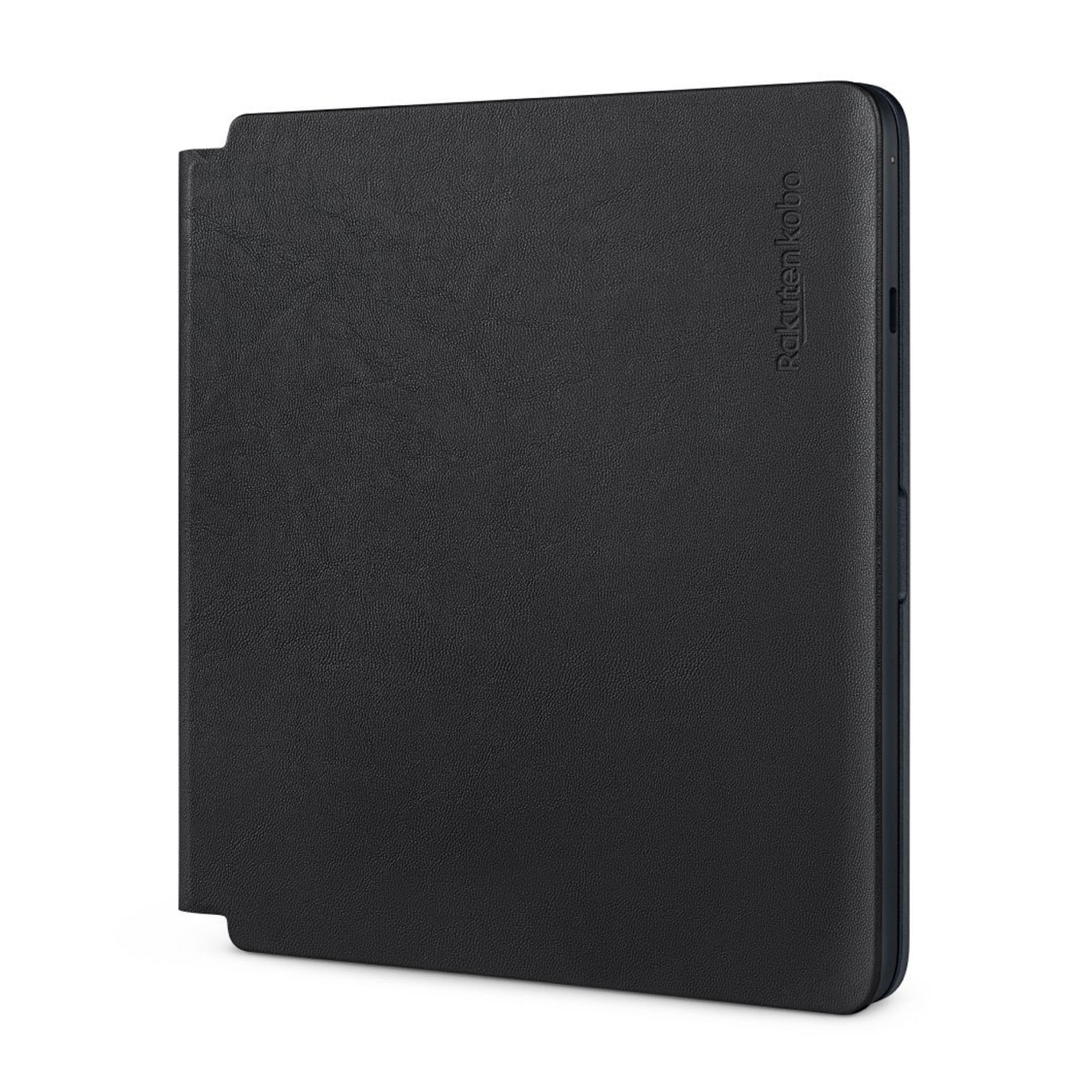 Funda negra para e-reader con logo Rakuten Kobo, sobre fondo blanco.
