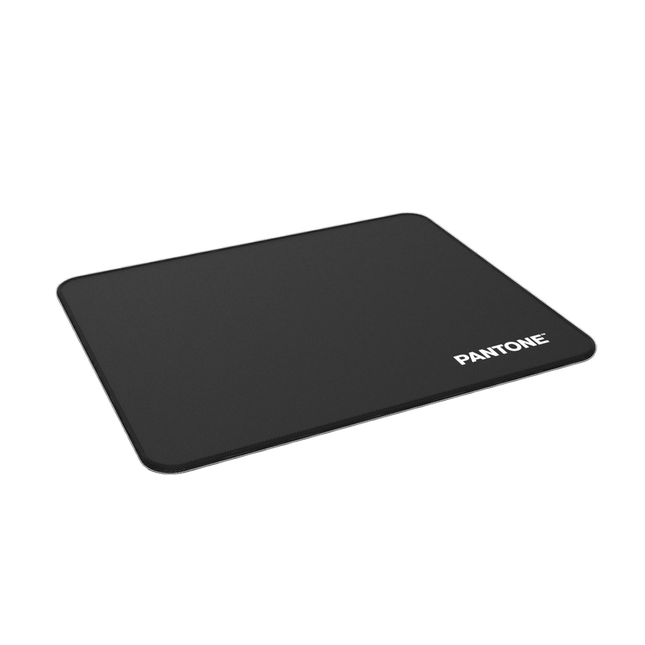 Black Pantone mousepad with a ribbed surface and rounded corners.