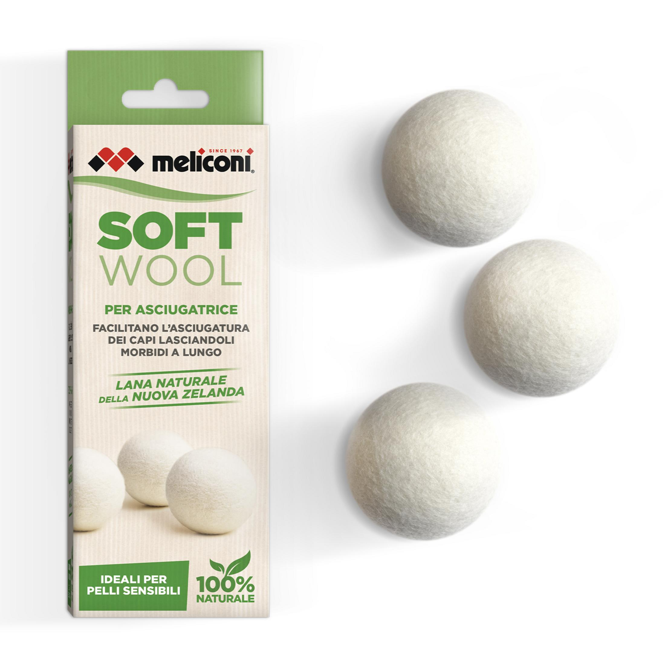 Meliconi Soft Wool kulki do suszarki z wełny nowozelandzkiej, 3 szt.