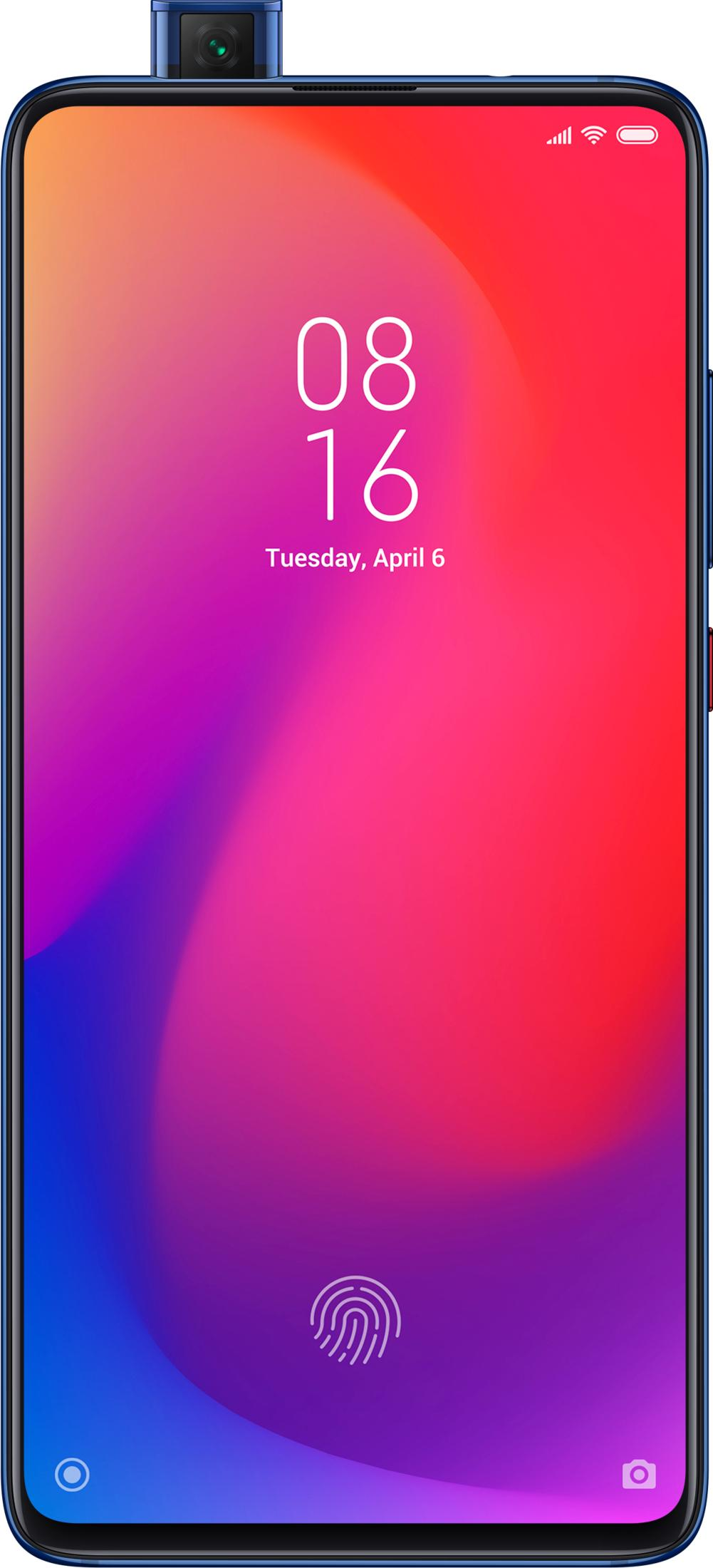 Un smartphone avec appareil photo escamotable, affichant 08:16 et mardi 6 avril.