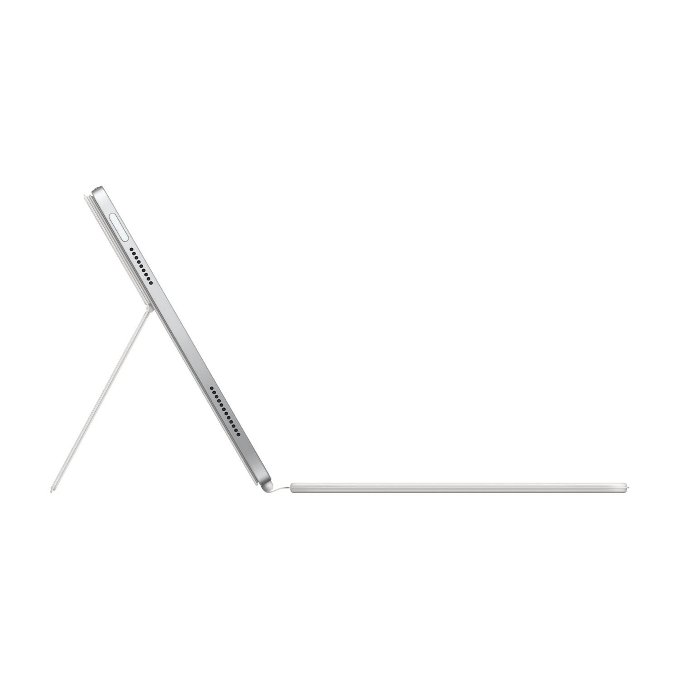 Un tablet argentato con supporto e stilo su sfondo bianco.