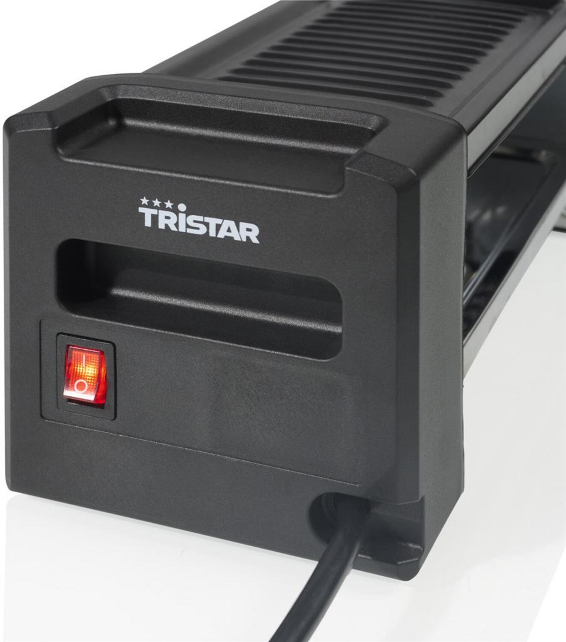 Grill da banco Tristar nero con interruttore rosso illuminato e cavo.