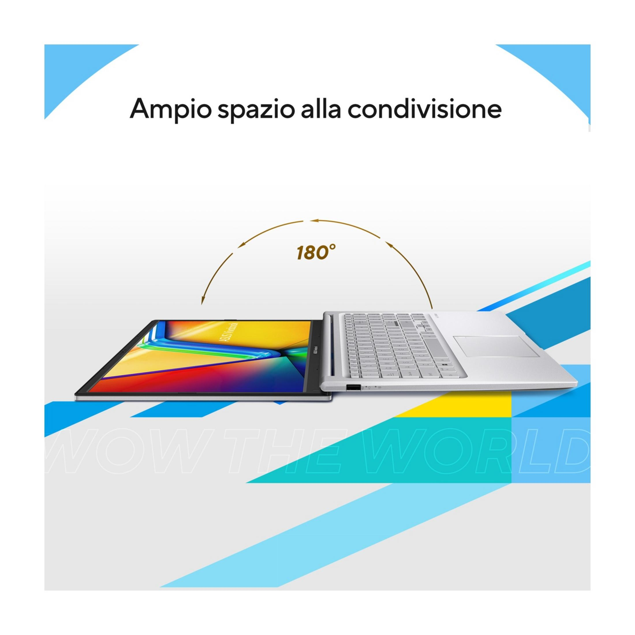 Un laptop e un tablet affiancati. 180 gradi.