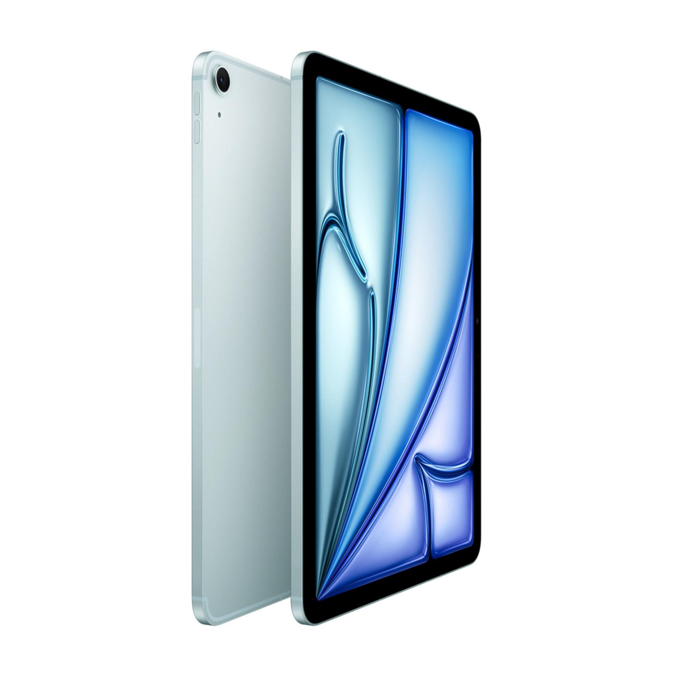 Un tablet azzurro con sfondo dello schermo liquido blu.