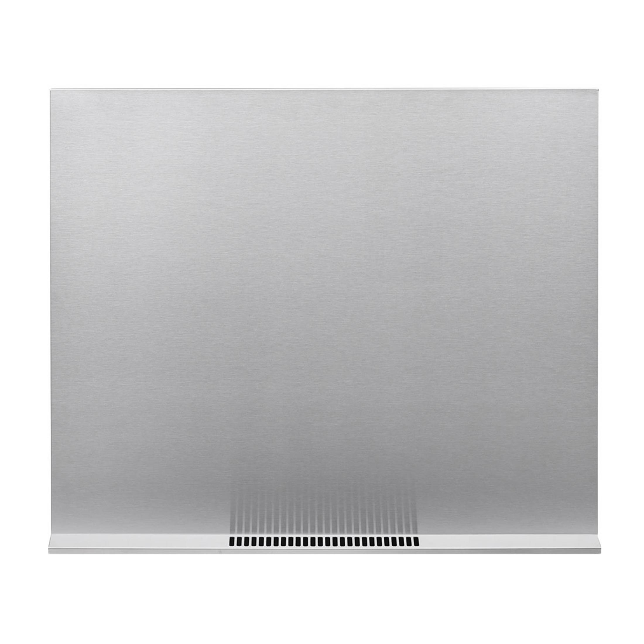 Panel de campana extractora gris con ranuras de ventilación abajo.