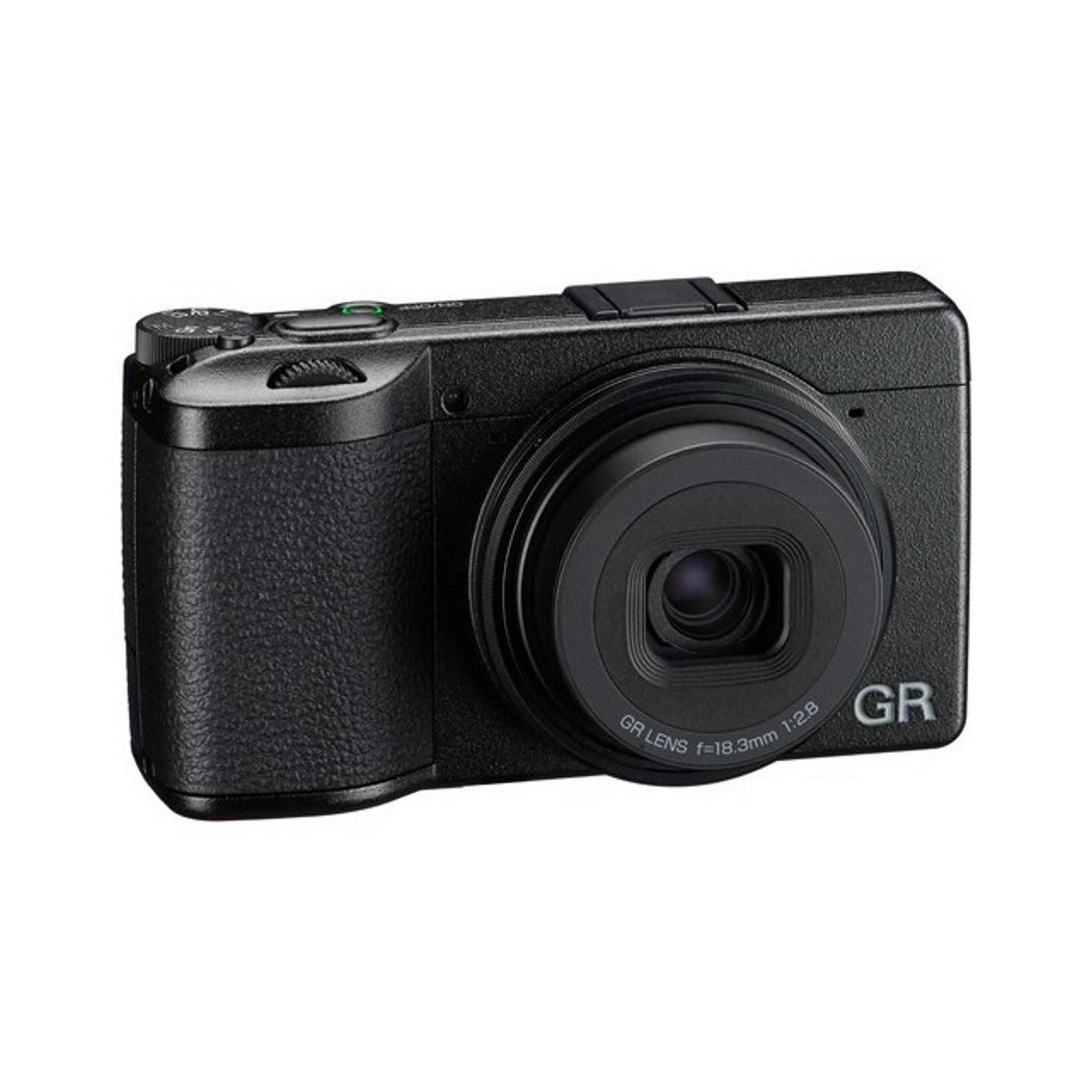 Un appareil photo numérique noir avec objectif GR 18,3 mm 1:2,8.