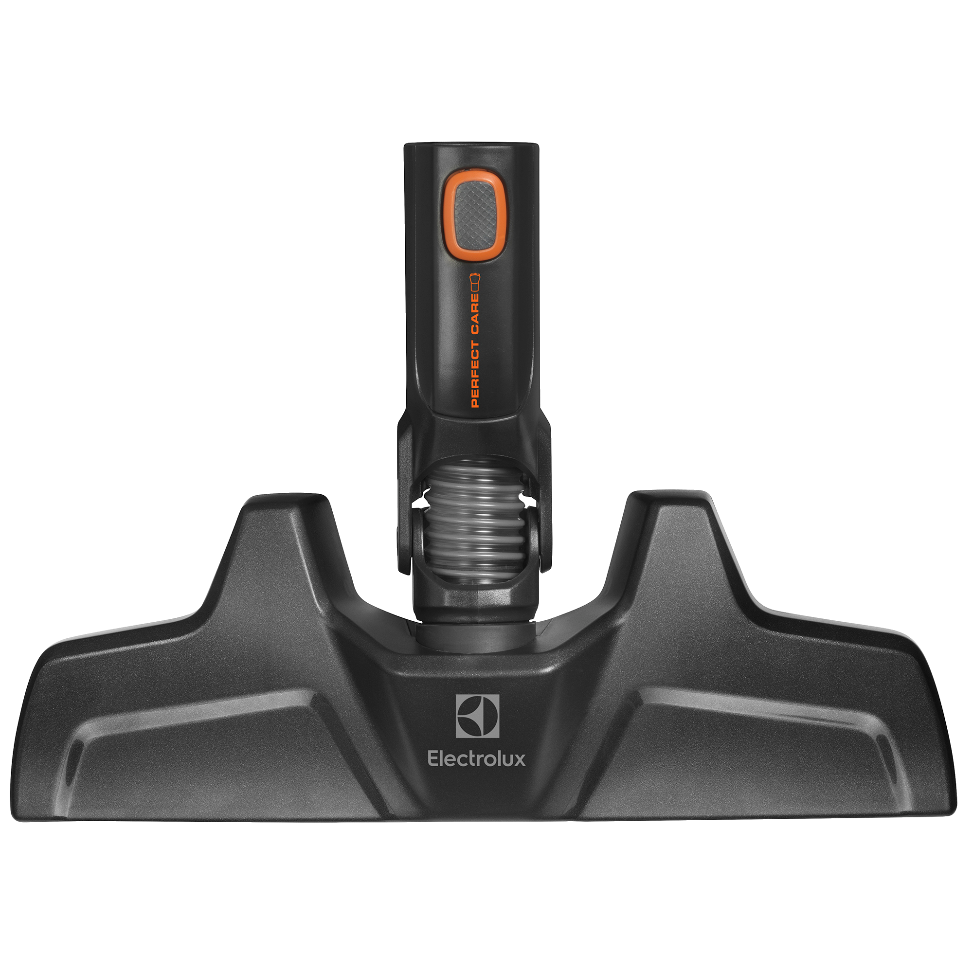 Un pied d'aspirateur gris avec détail orange et inscription "PERFECT CARE".