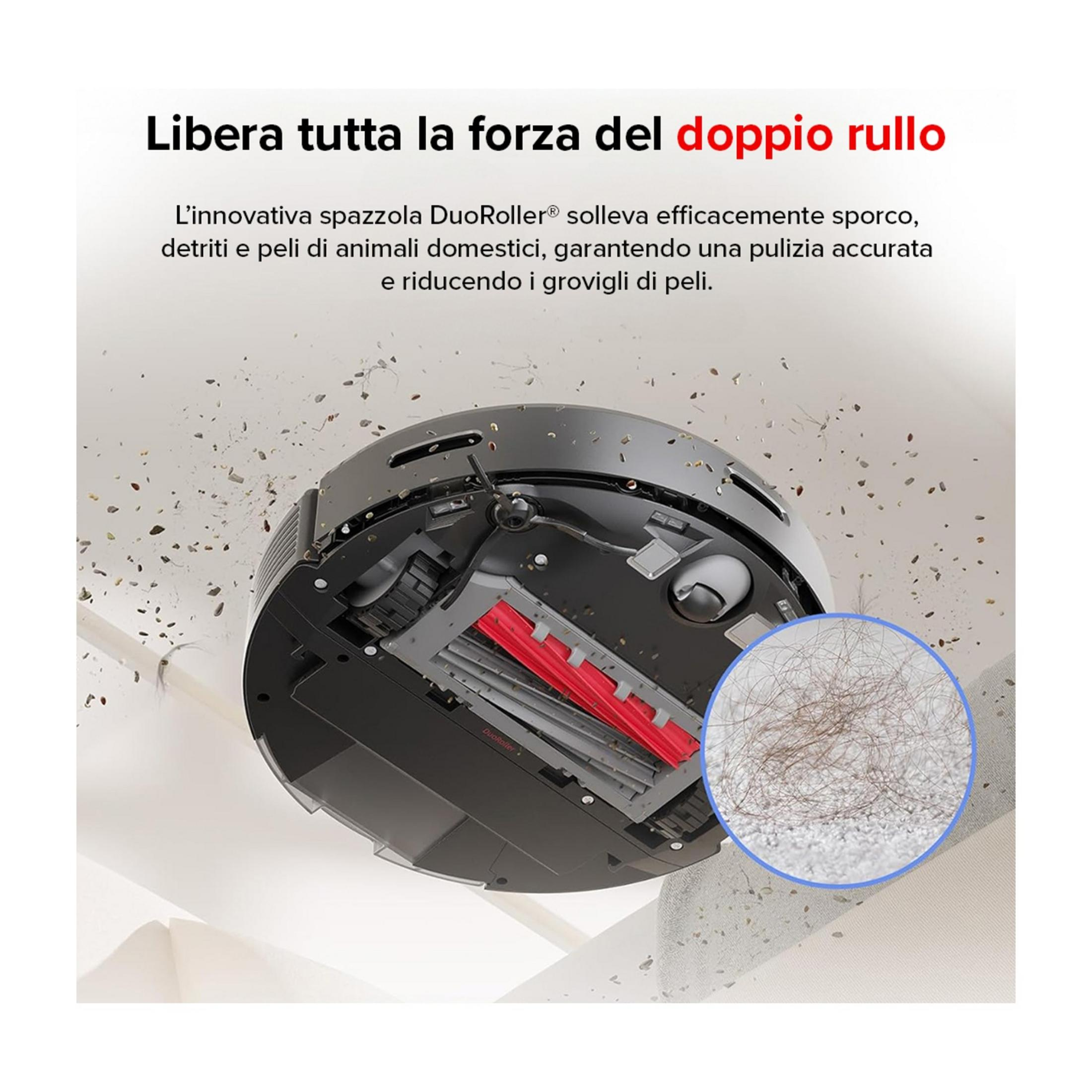 Ein Saugroboter mit Doppelrolle reinigt effektiv Schmutz und Tierhaare.