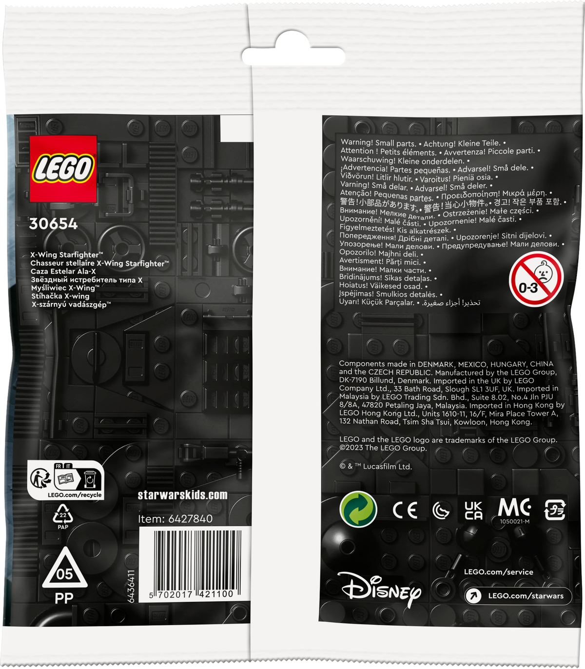 Set LEGO X-Wing Starfighter 30654 con avvisi e informazioni sul prodotto.