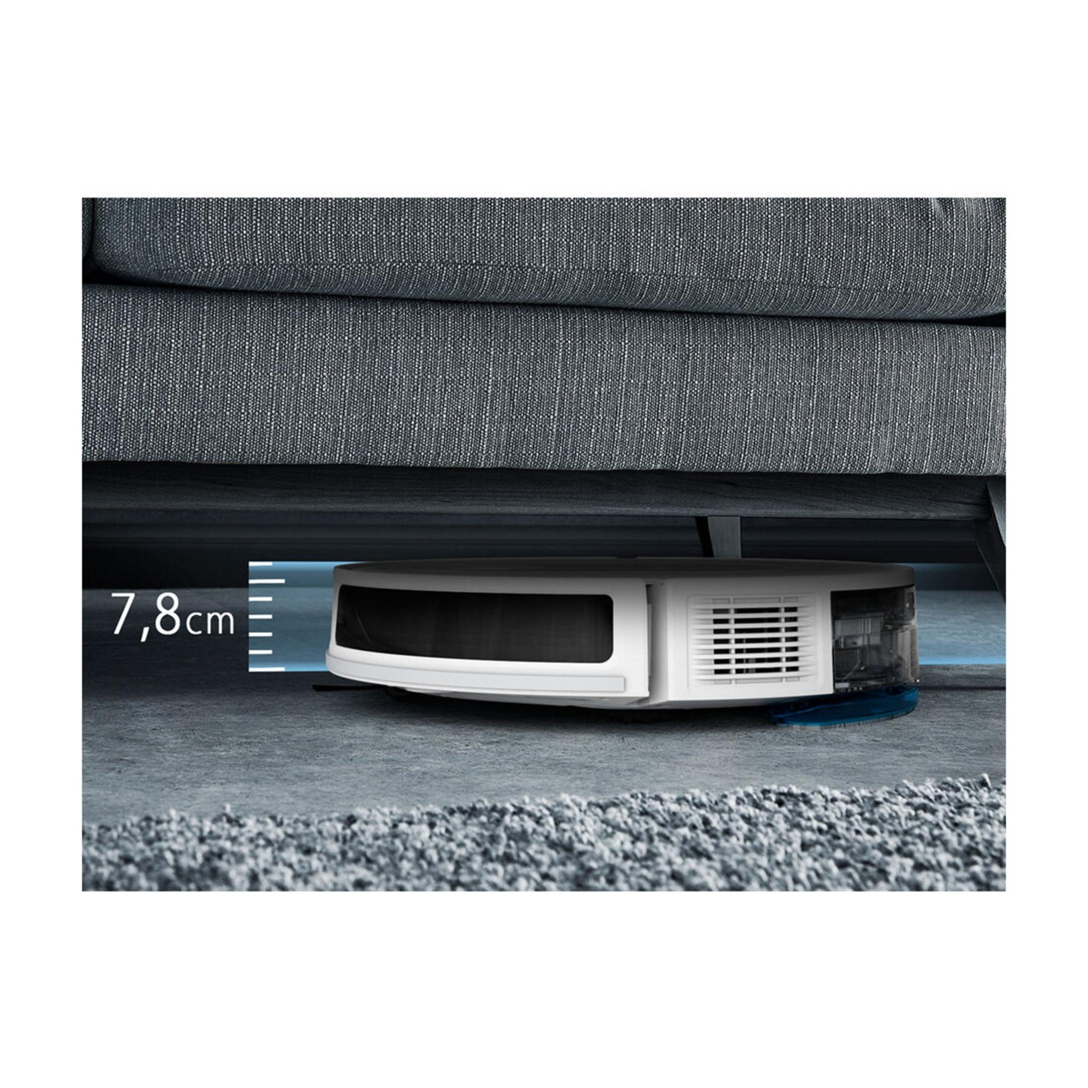 Robot sprzątający pod sofą, wysokość 7,8 cm.