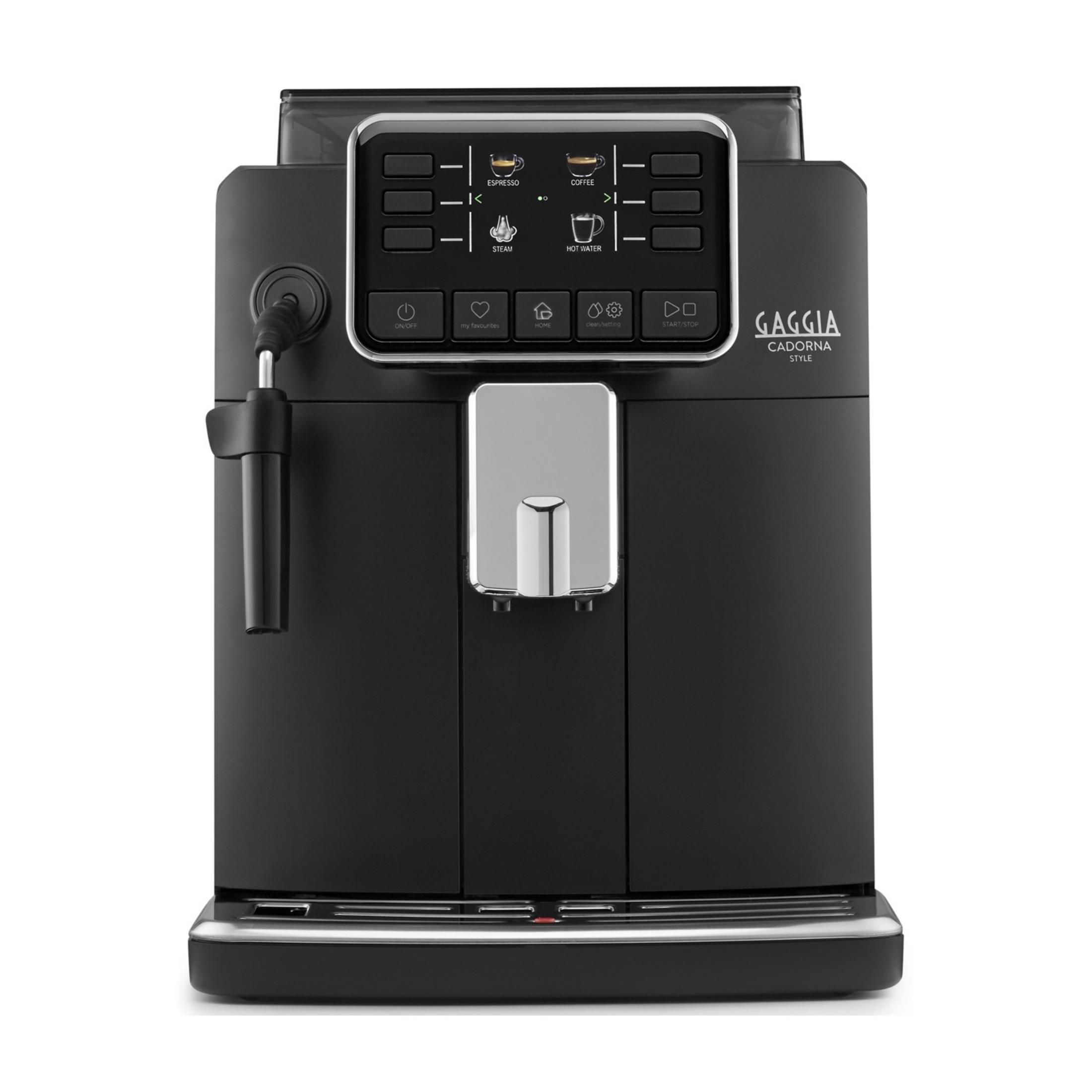 Czarny ekspres do kawy Gaggia Cadorna Style z panelem dotykowym i dyszą do pary.