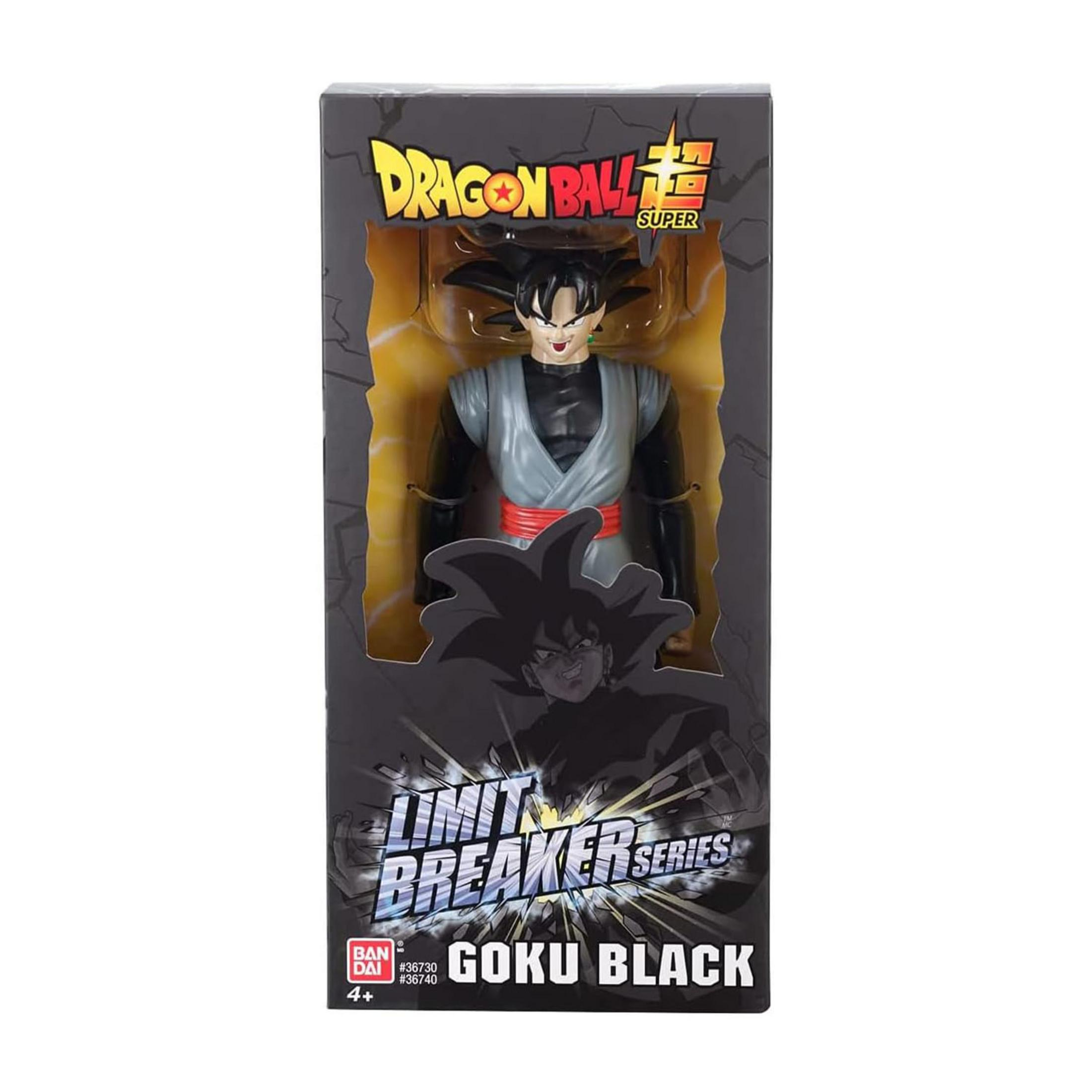 Una action figure di Goku Black "Limit Breaker" di Dragon Ball Super nella sua confezione.