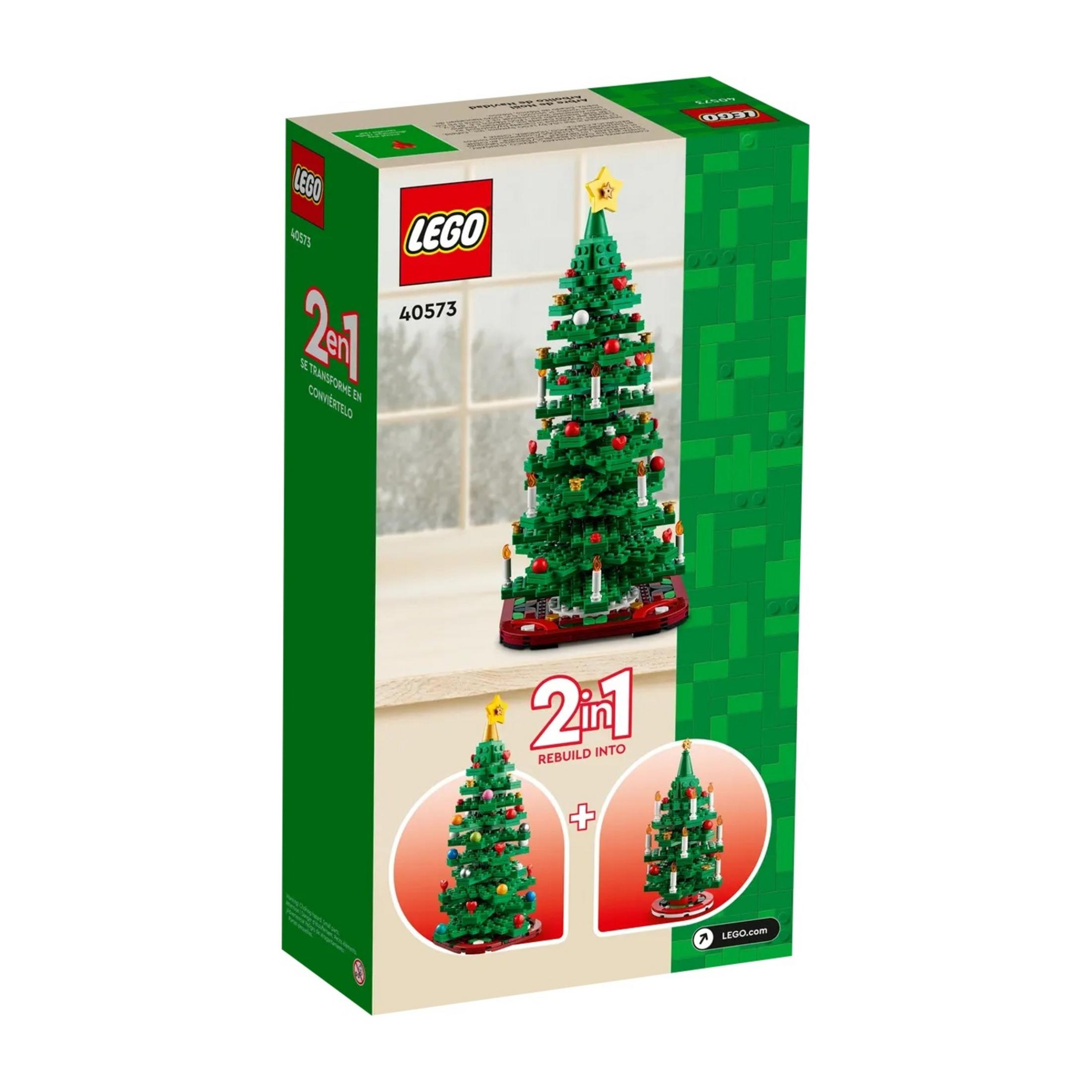 Zestaw LEGO 40573 przedstawia dwa modele choinki do zbudowania.