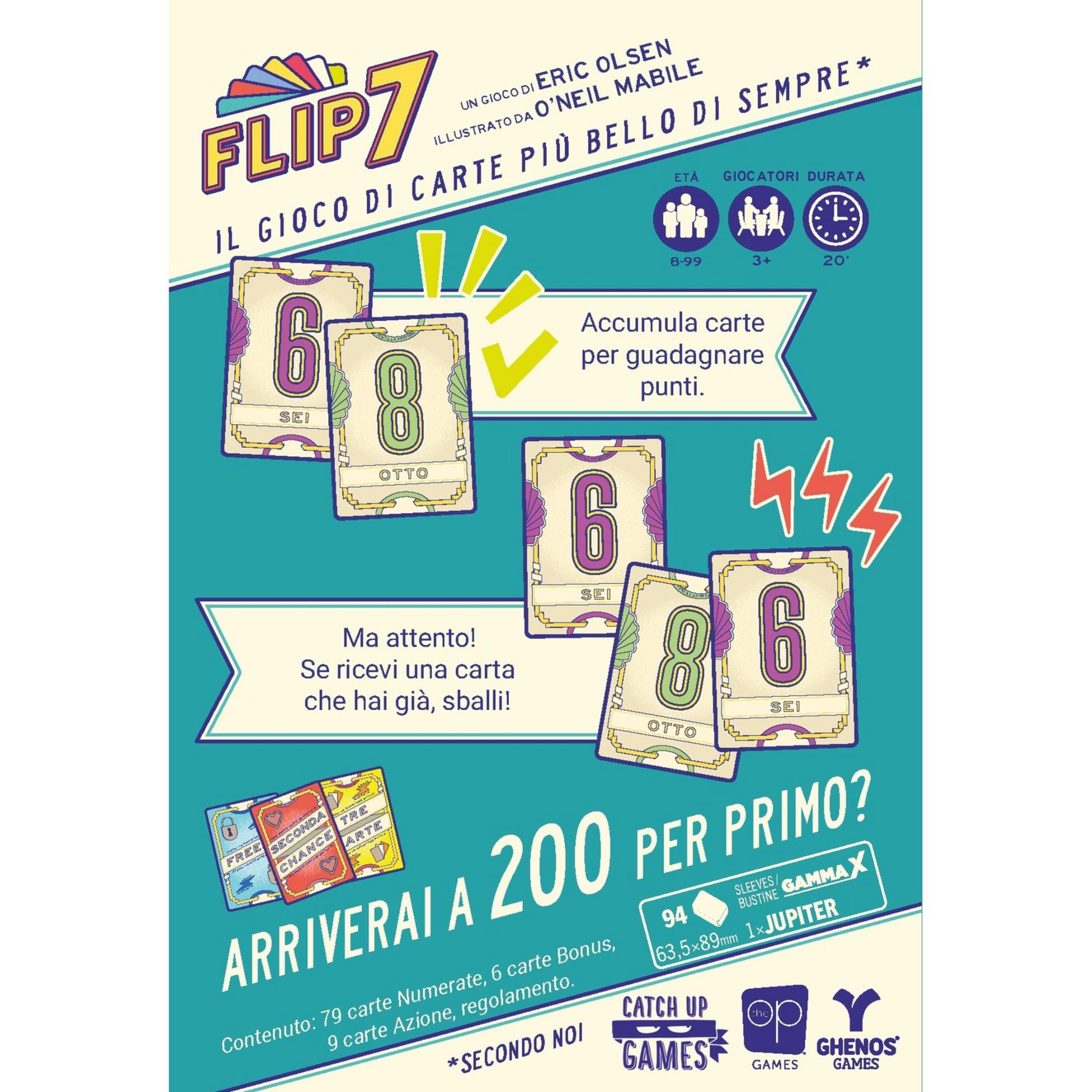 Gioco di carte FLIP 7: Accumula carte per guadagnare punti. Età 8-99, 3+ giocatori, 20 min.